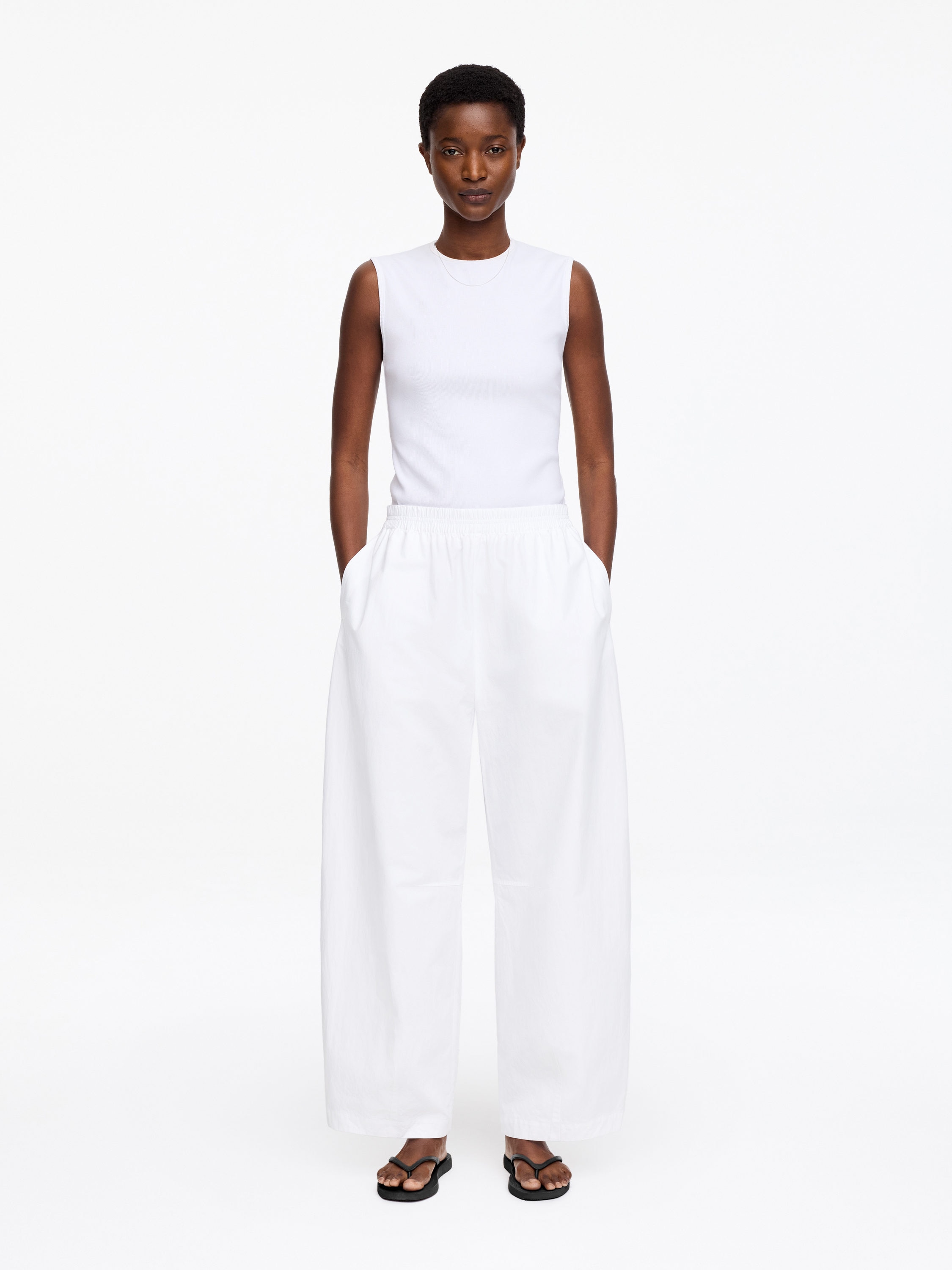 Barrel-Leg Cotton Trousers