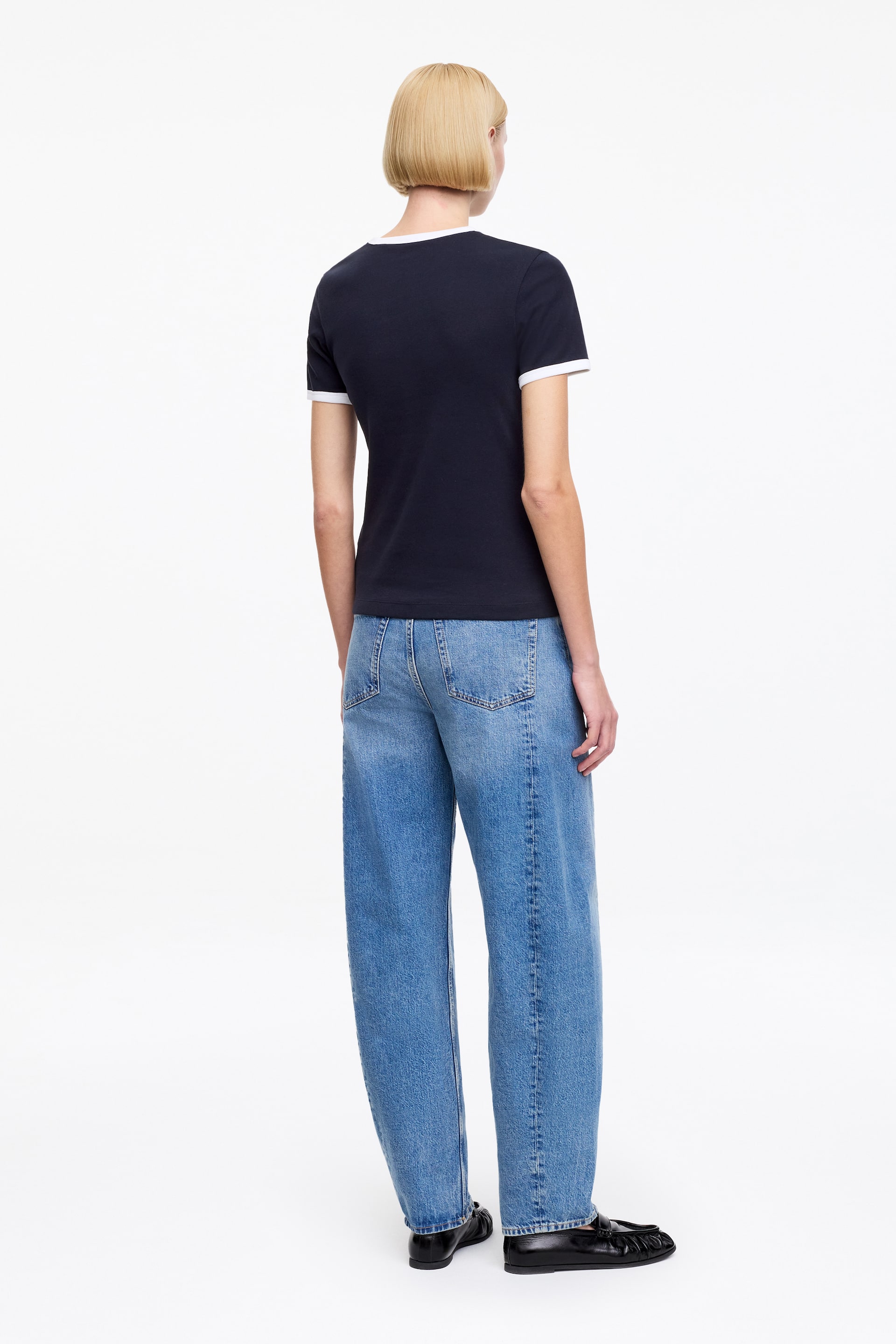 Ribbed T-Shirt - Dark Blue - Ladies | H&M GB