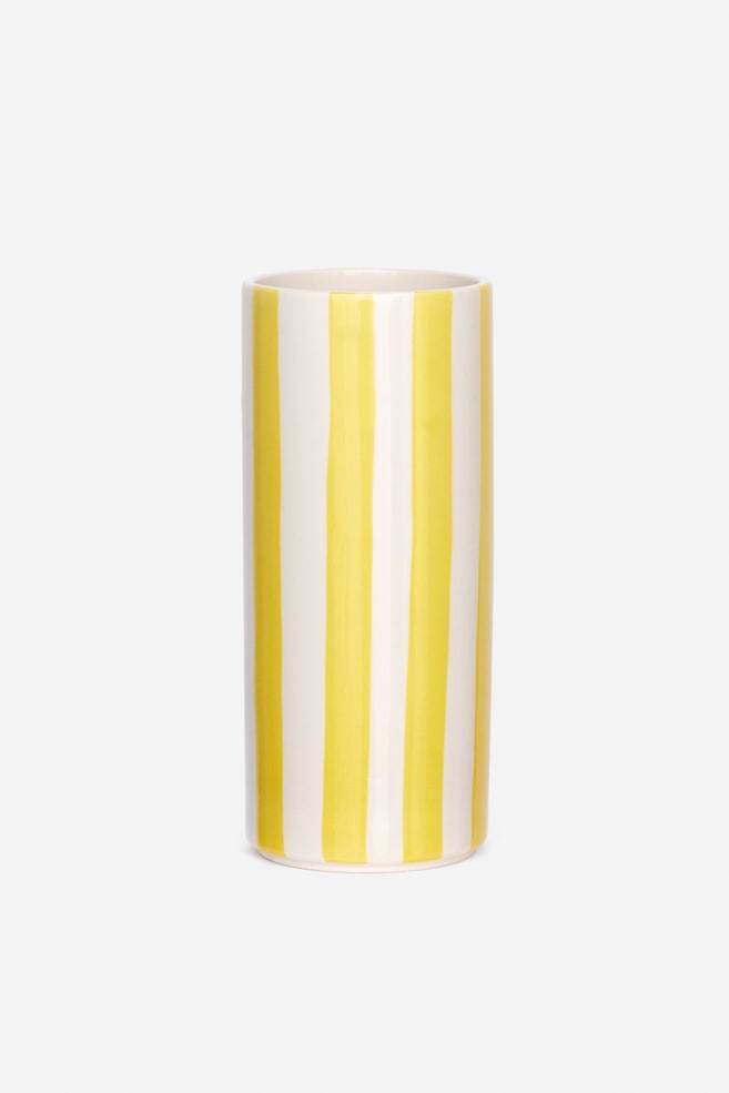 Jarrón de gres de 23 cm - Amarillo/blanco/Azul brillante/Blanco/azul/Blanco/Azul - 1