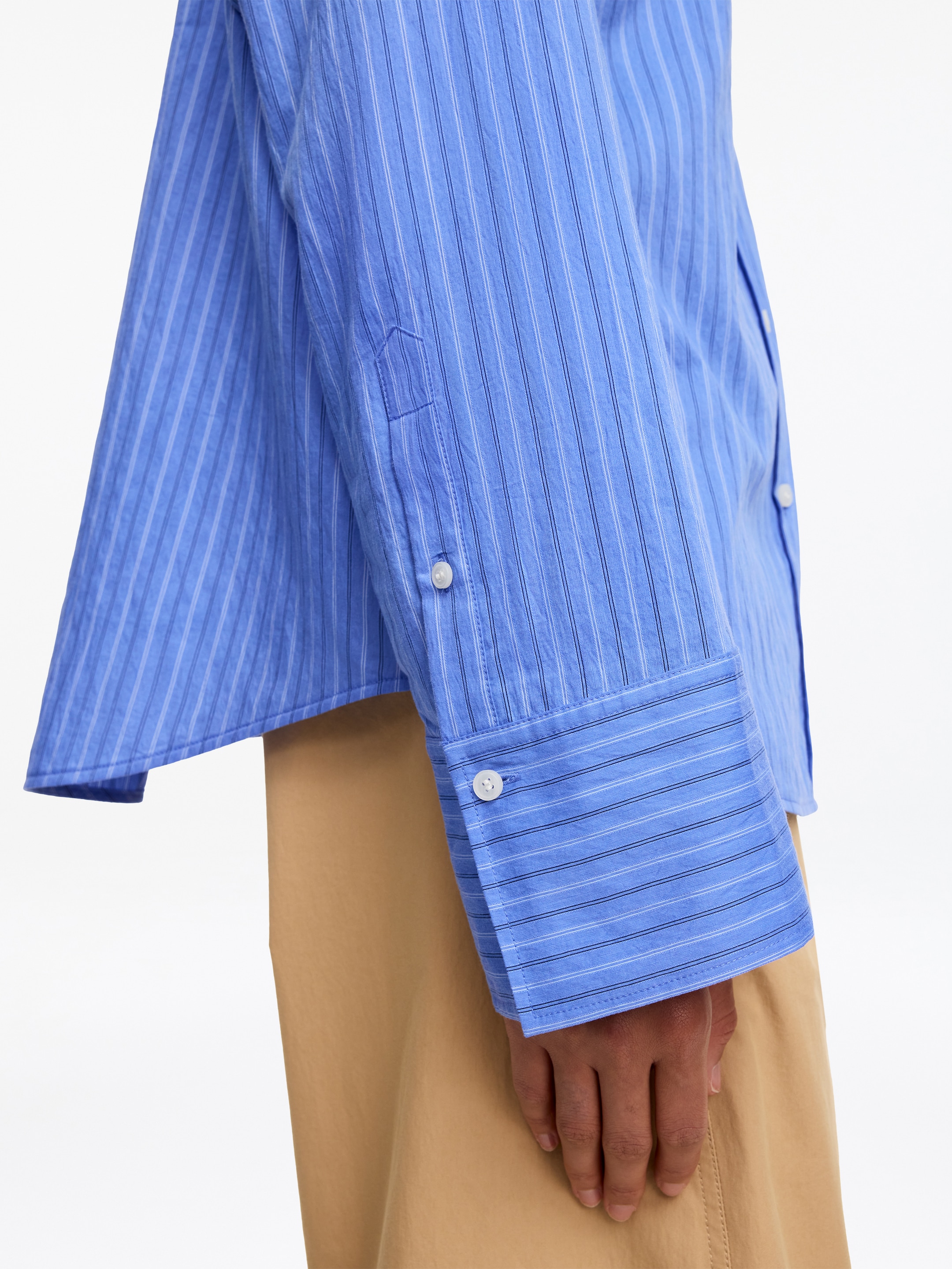 Scarf-Detail Cotton Shirt - Blue/Striped - Regular fit - women - StillMedia/Lookbook - 4
