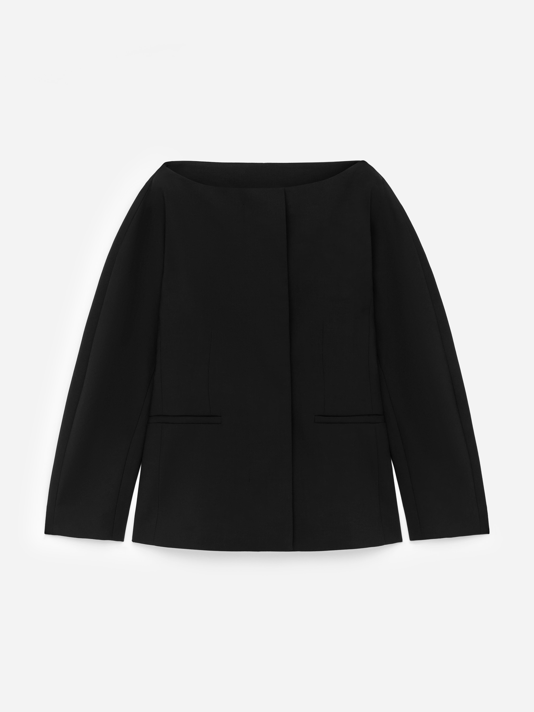 Blazer de gola aberta - Preto/Bege