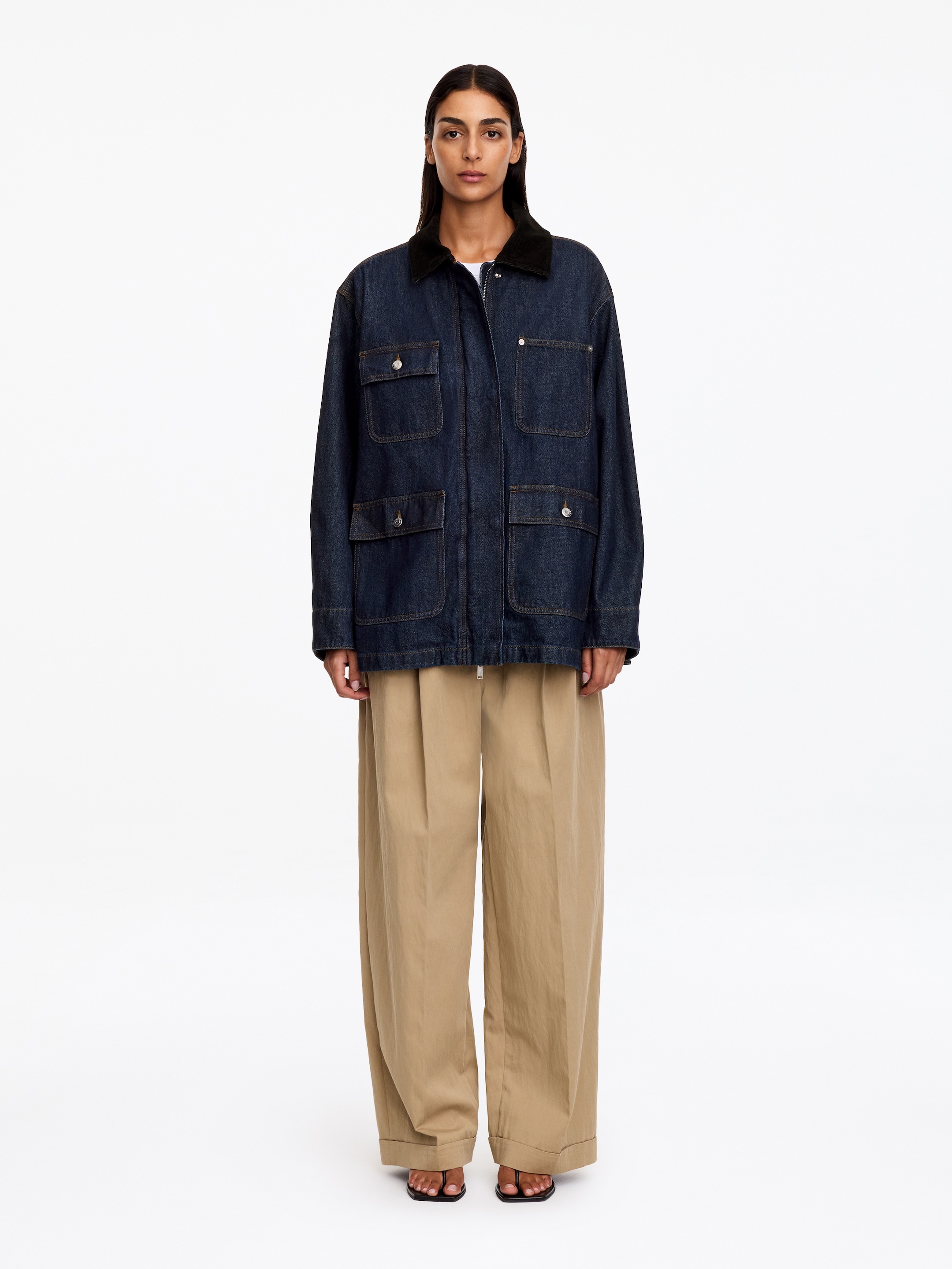 Giacca oversize in denim-Blue-16160