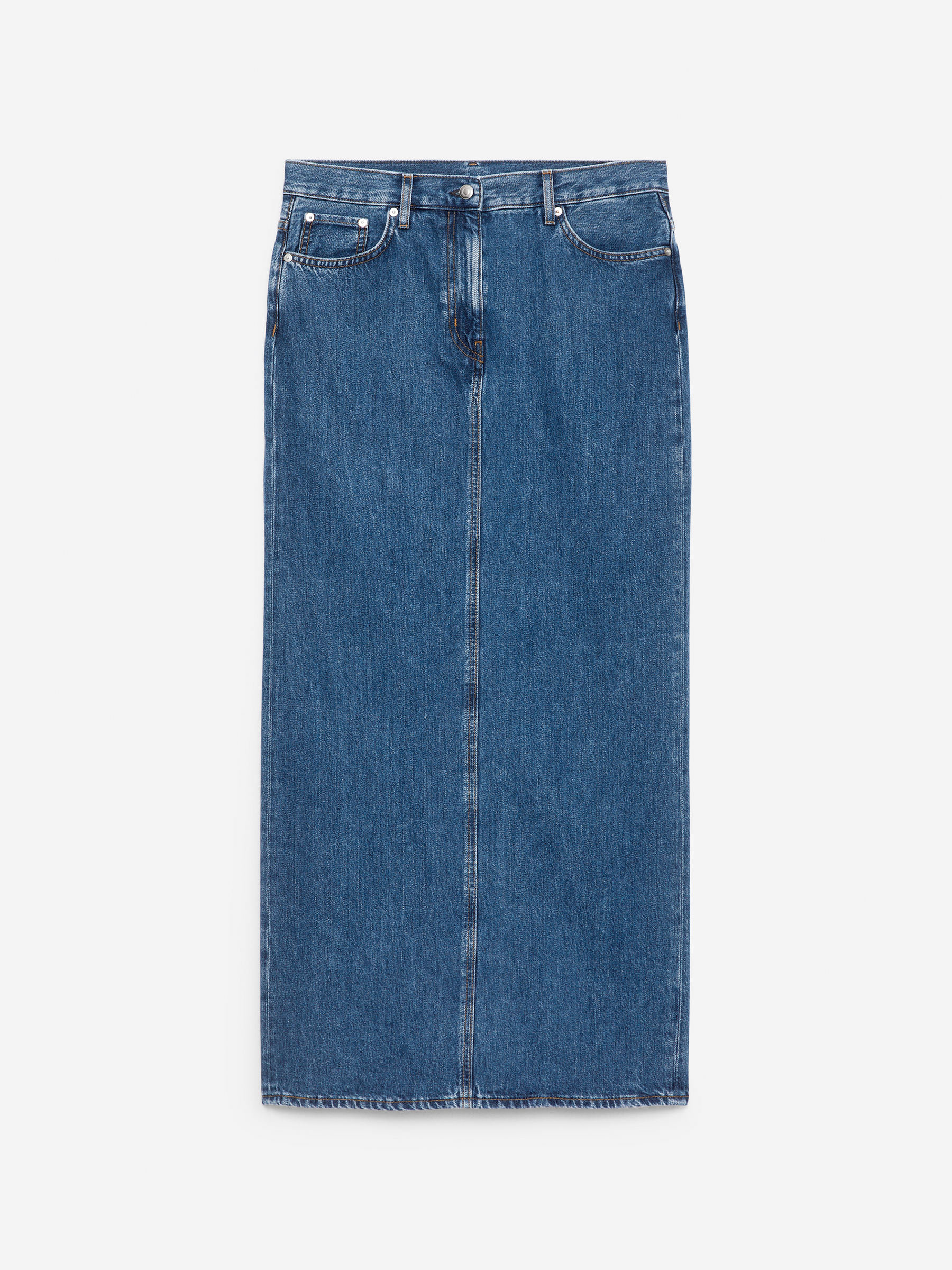 Maxi Denim Skirt-Blue-12256