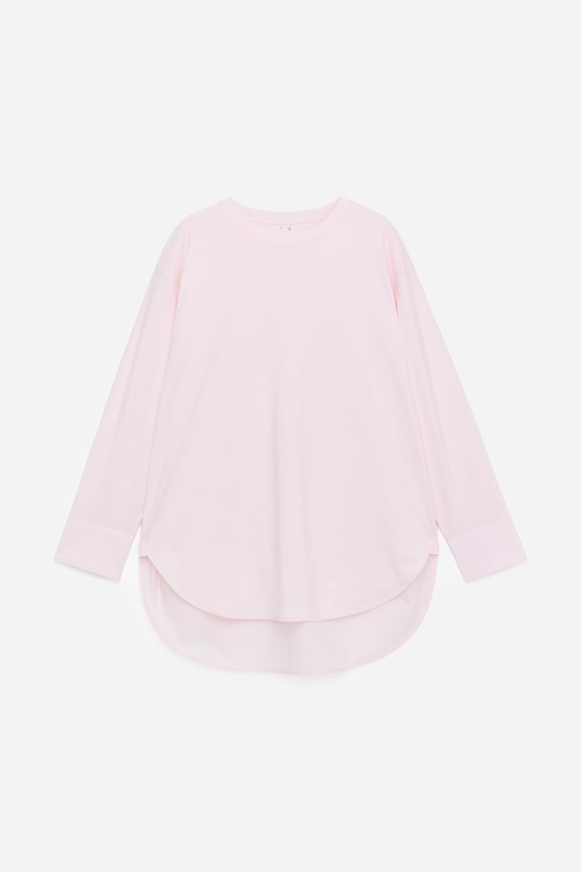 T-shirt a maniche lunghe con dettagli a camicia - Rosa chiaro - 1