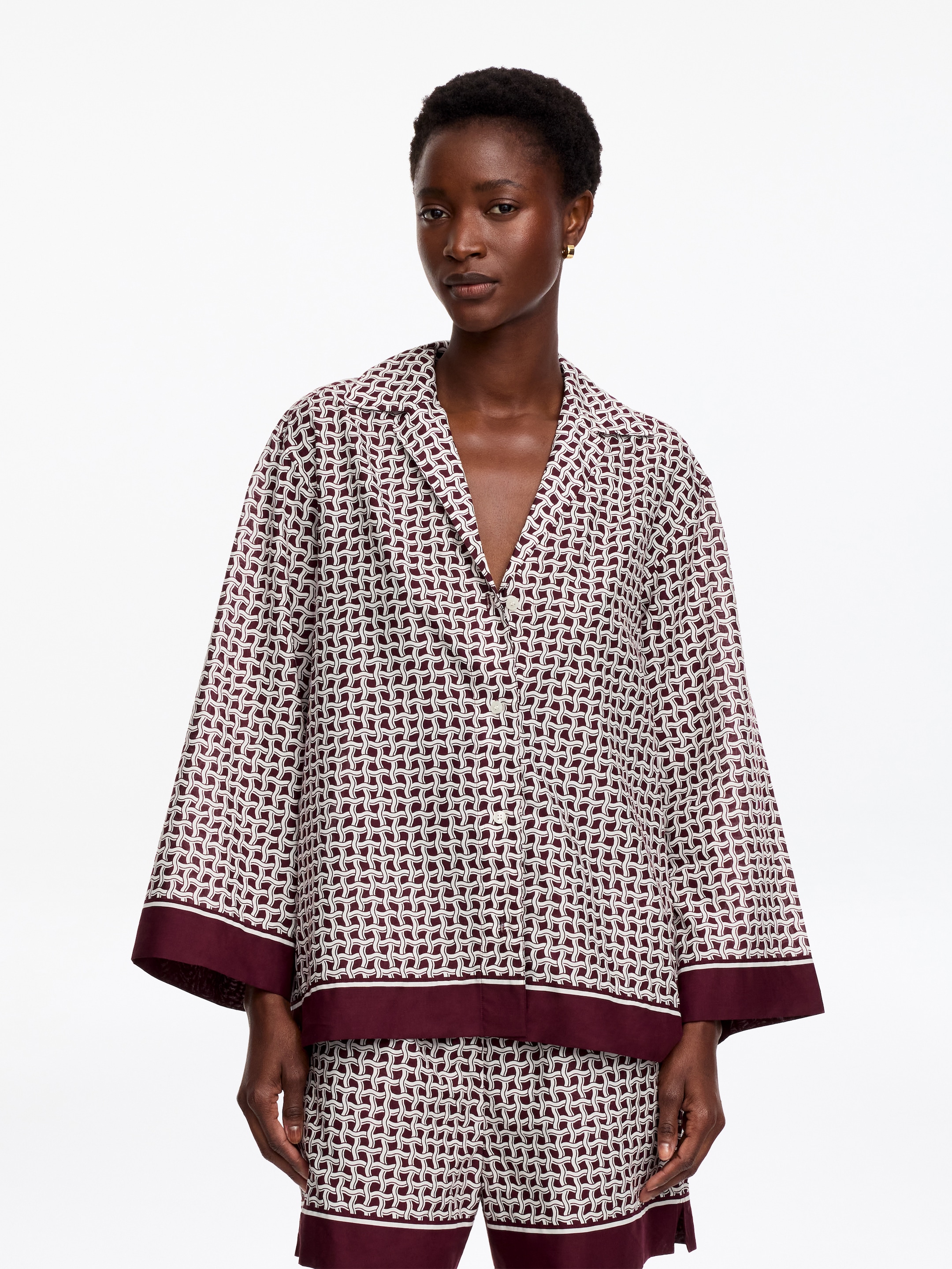 Lyocell Blend Shirt-Red-19833