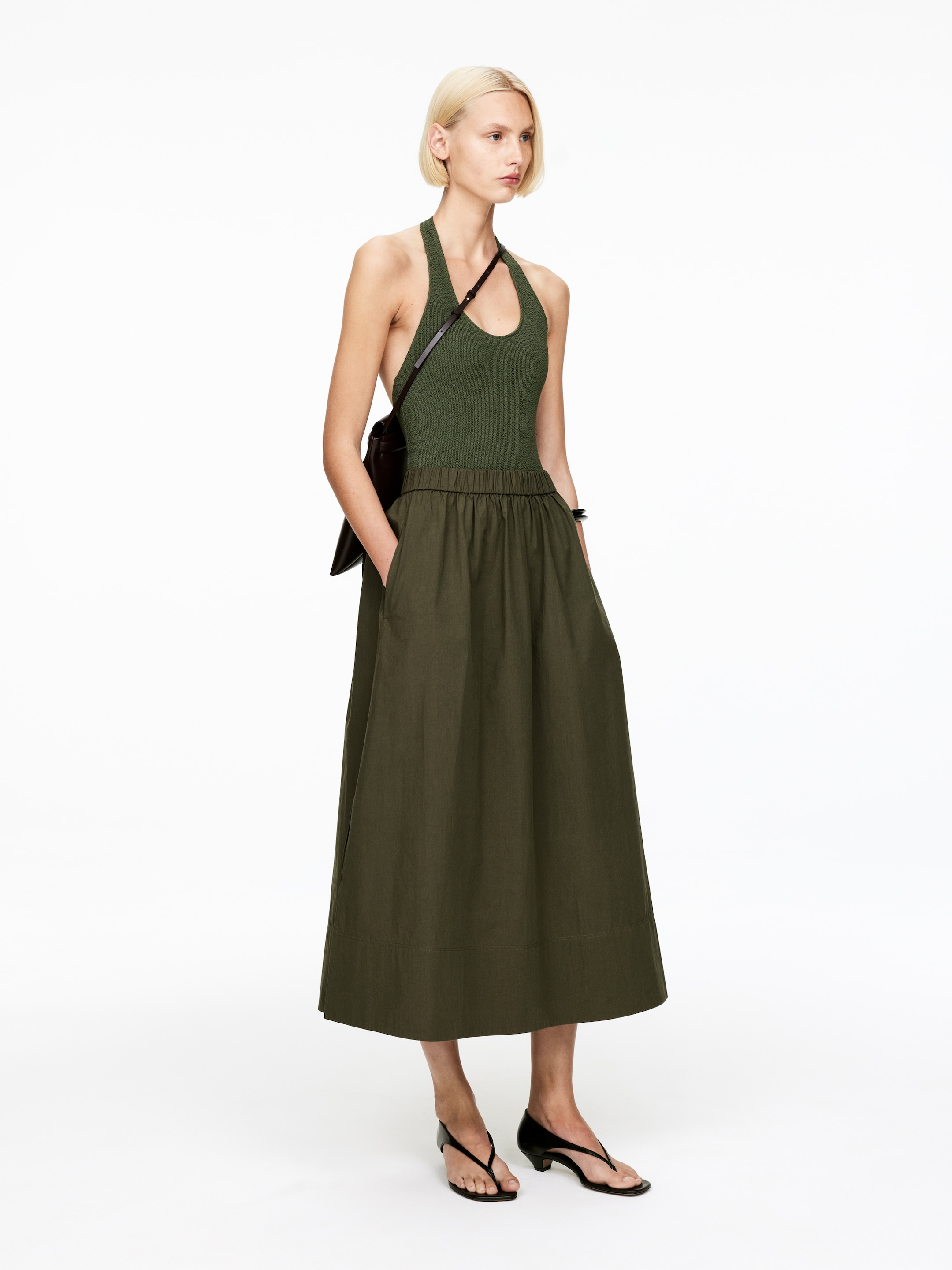 View larger image: A-Line Cotton Skirt - Khaki Green - Ladies | H&M GB 2