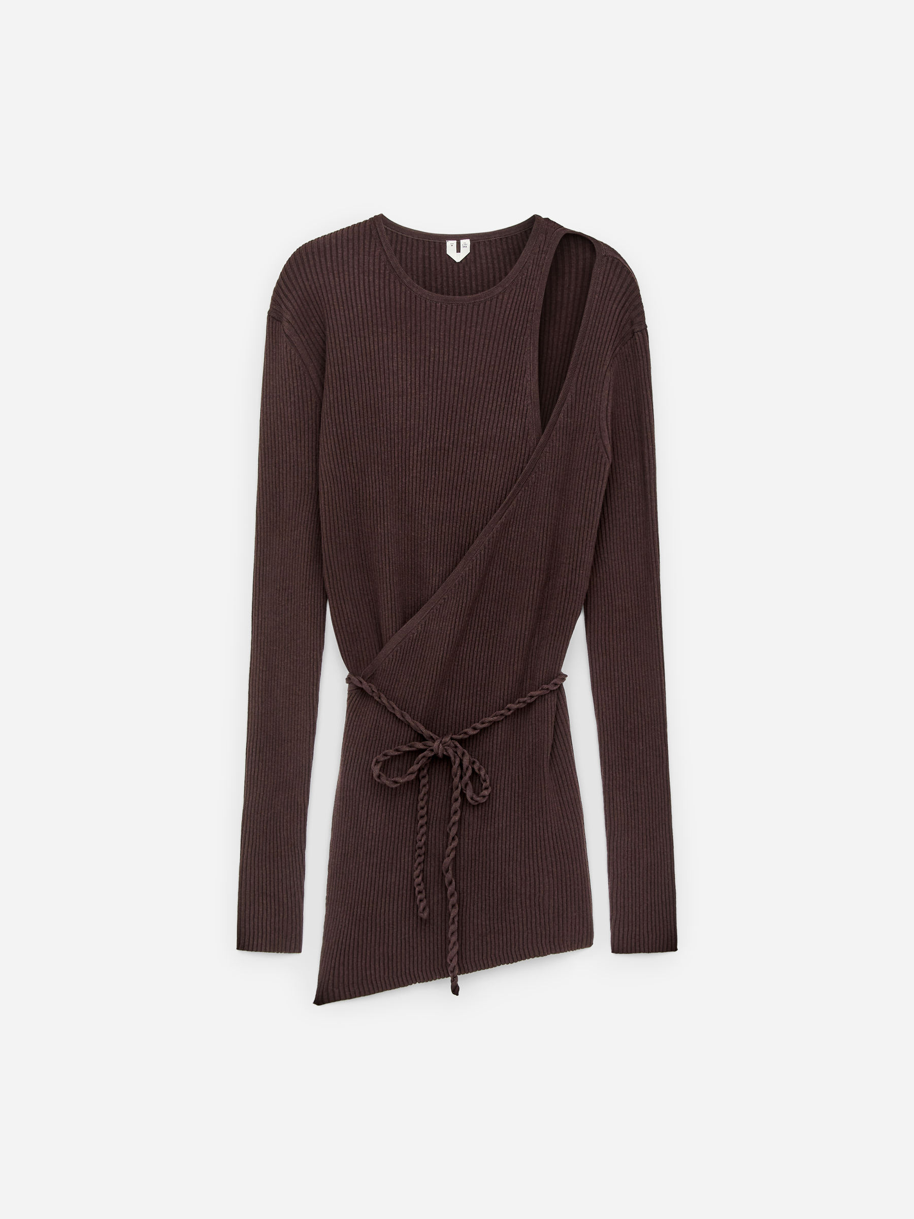 Ribbed Wrap Top-Brown-17689