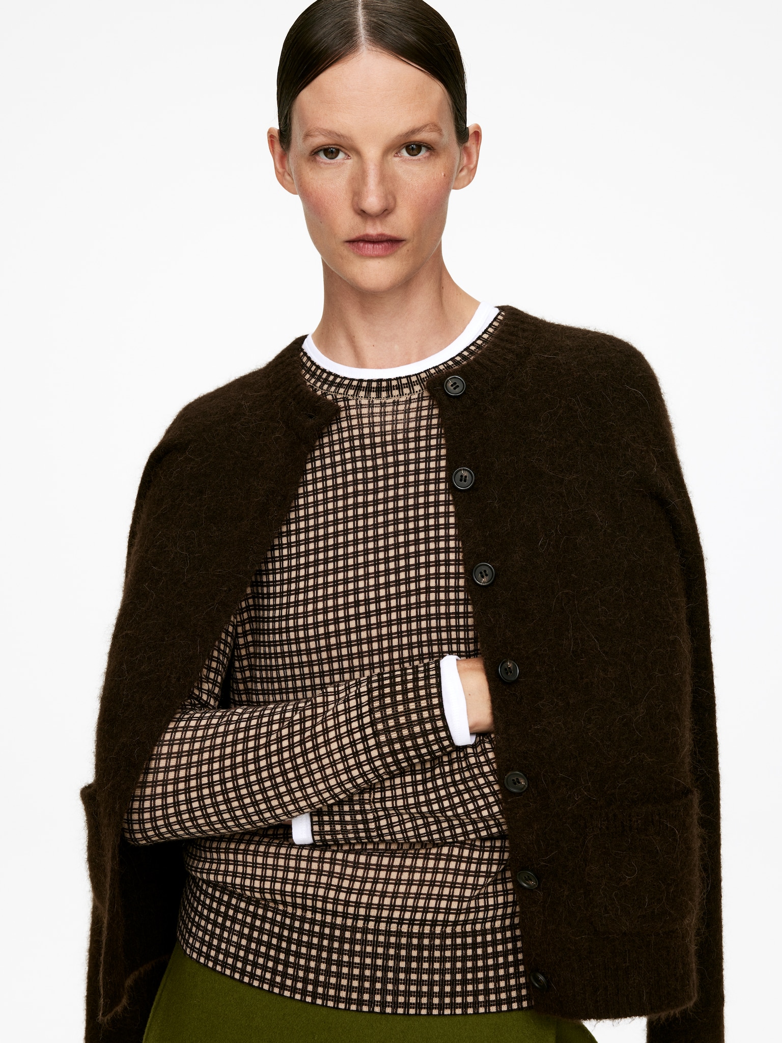 Crew-Neck Wool Jumper - Beige/Black - 3