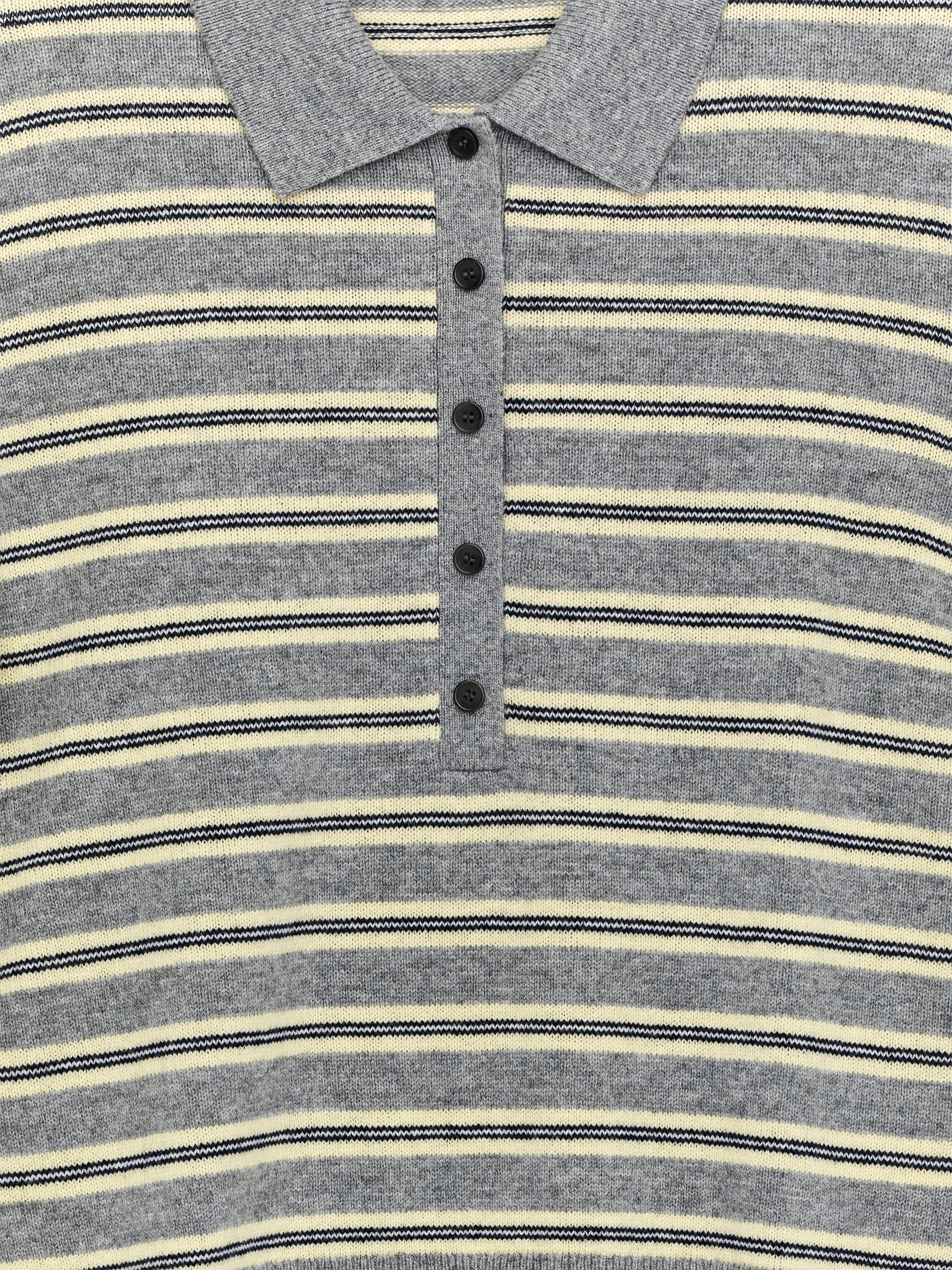 Wool Polo Jumper - Grey/Yellow/Black - Regular fit - Women - StillMedia/DescriptiveDetail - 2
