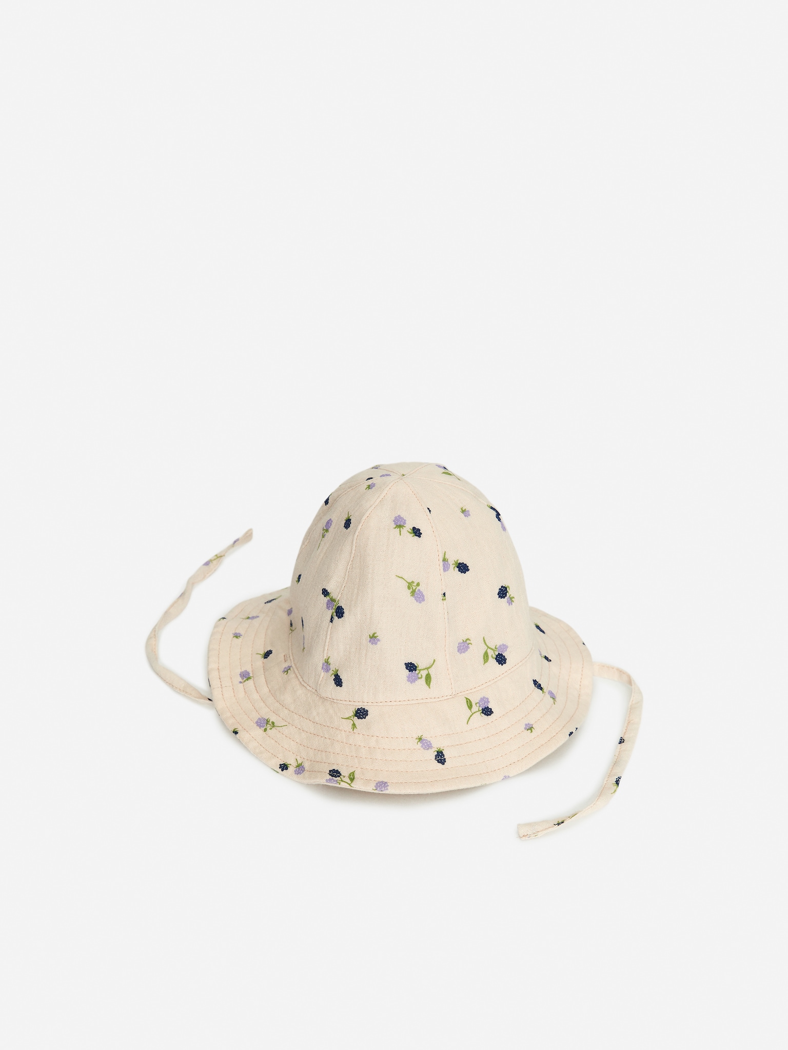 Chapeau en mousseline de coton - Blanc cassé/Fleurs/Bleu vif - 2