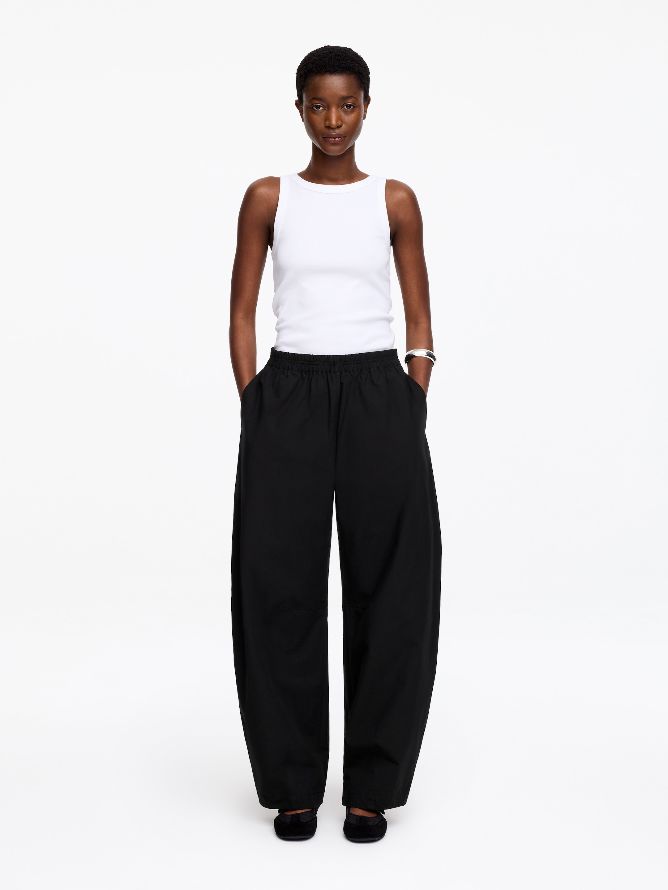 Barrel-Leg Cotton Trousers-#272627-18294