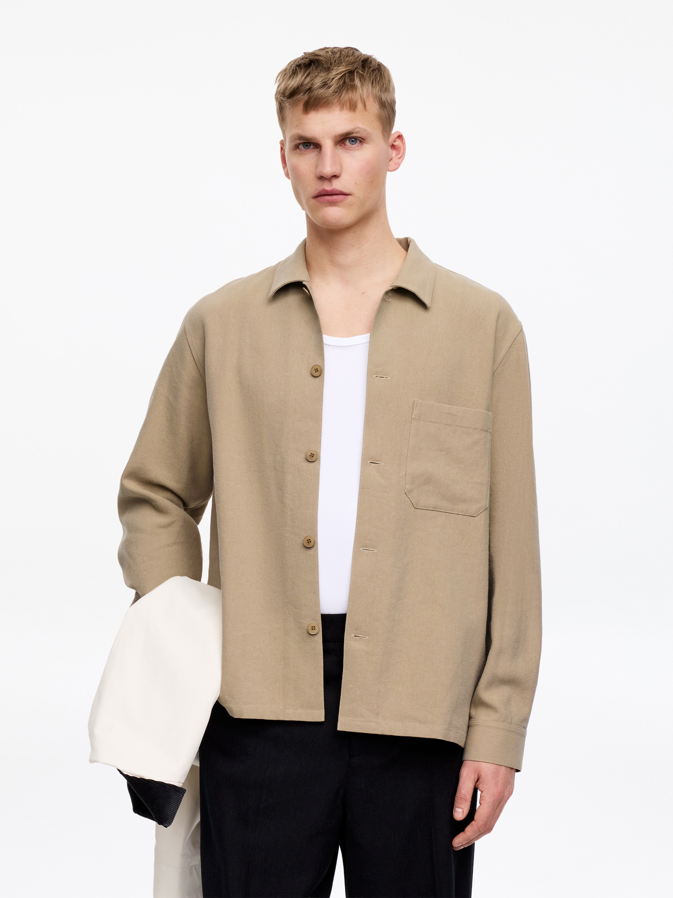 Surchemise en toile en mélange Tencel - Beige