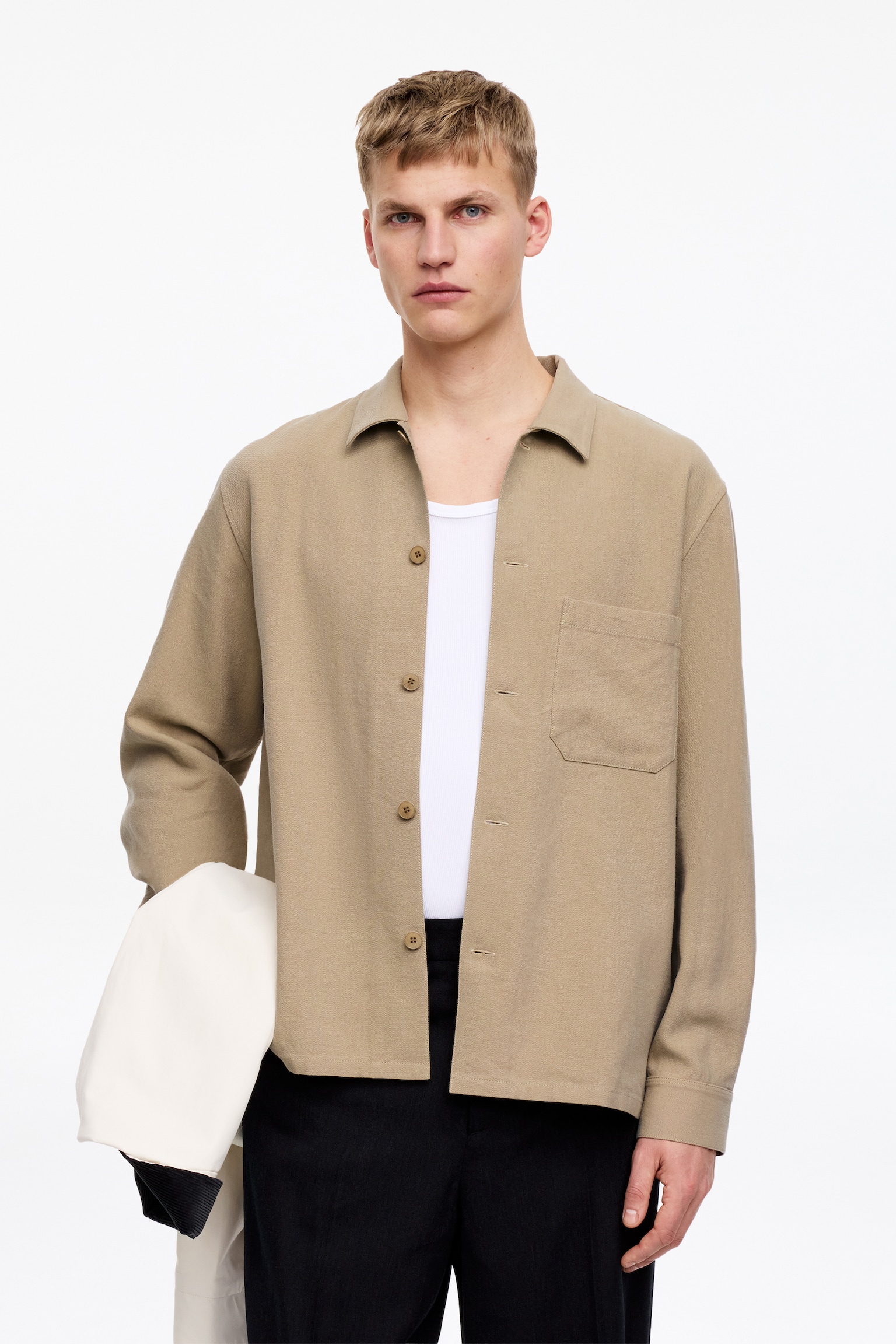 Kanvaasipäällyspaita tencel-sekoitetta - Beige - 1
