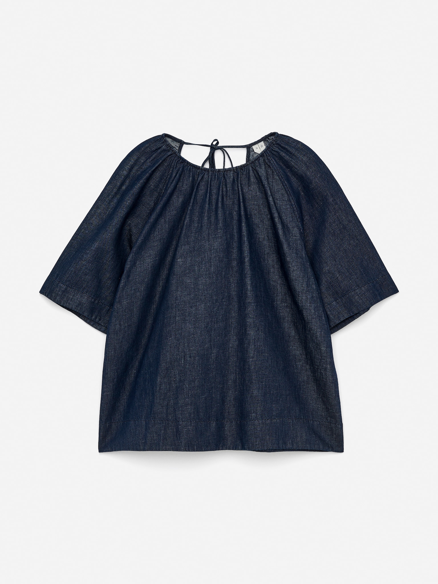 Blusa in denim con arricciature - Blu scuro