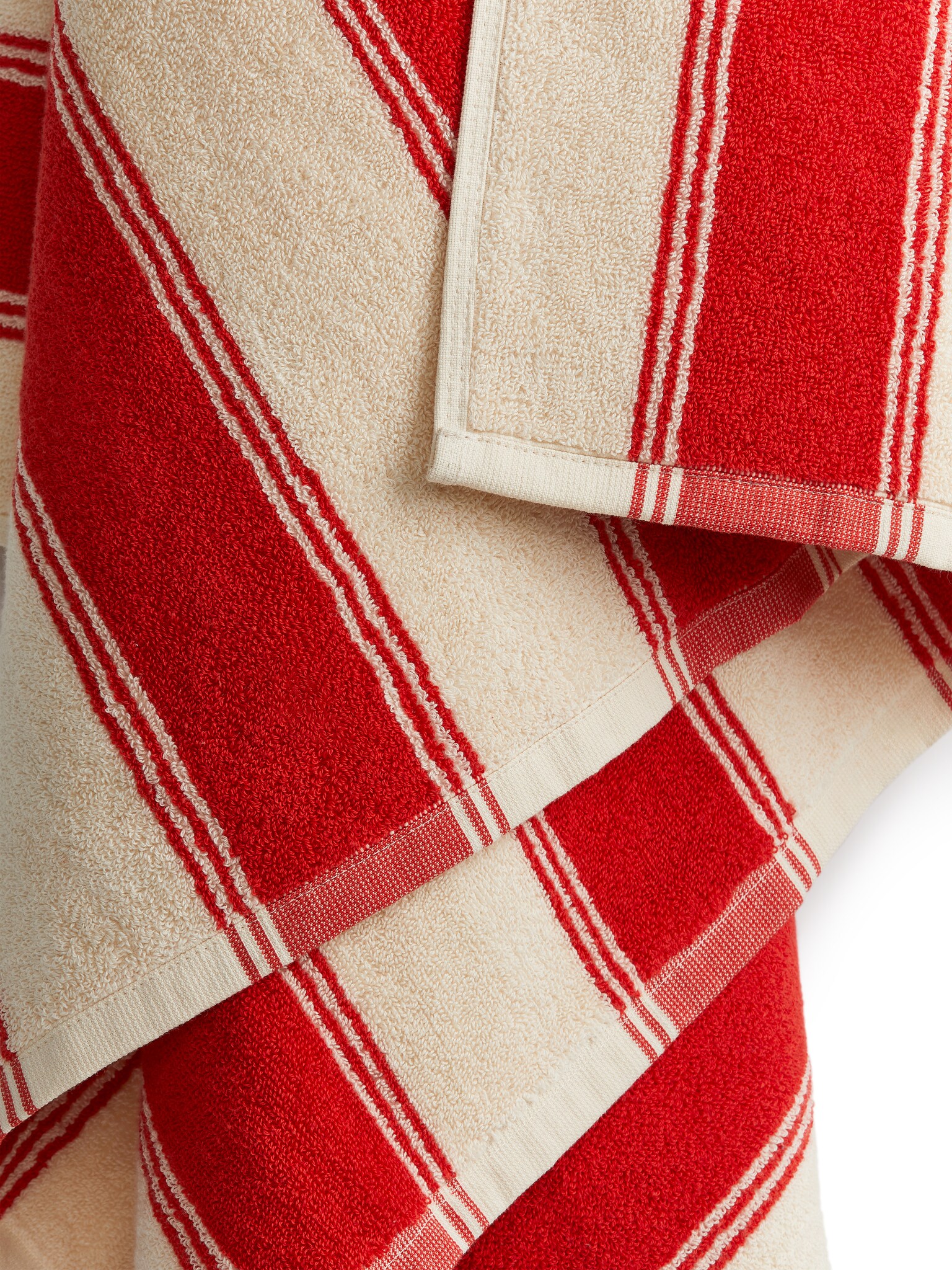 Toalla de baño 80 x 165 cm - Rojo/beige - 2