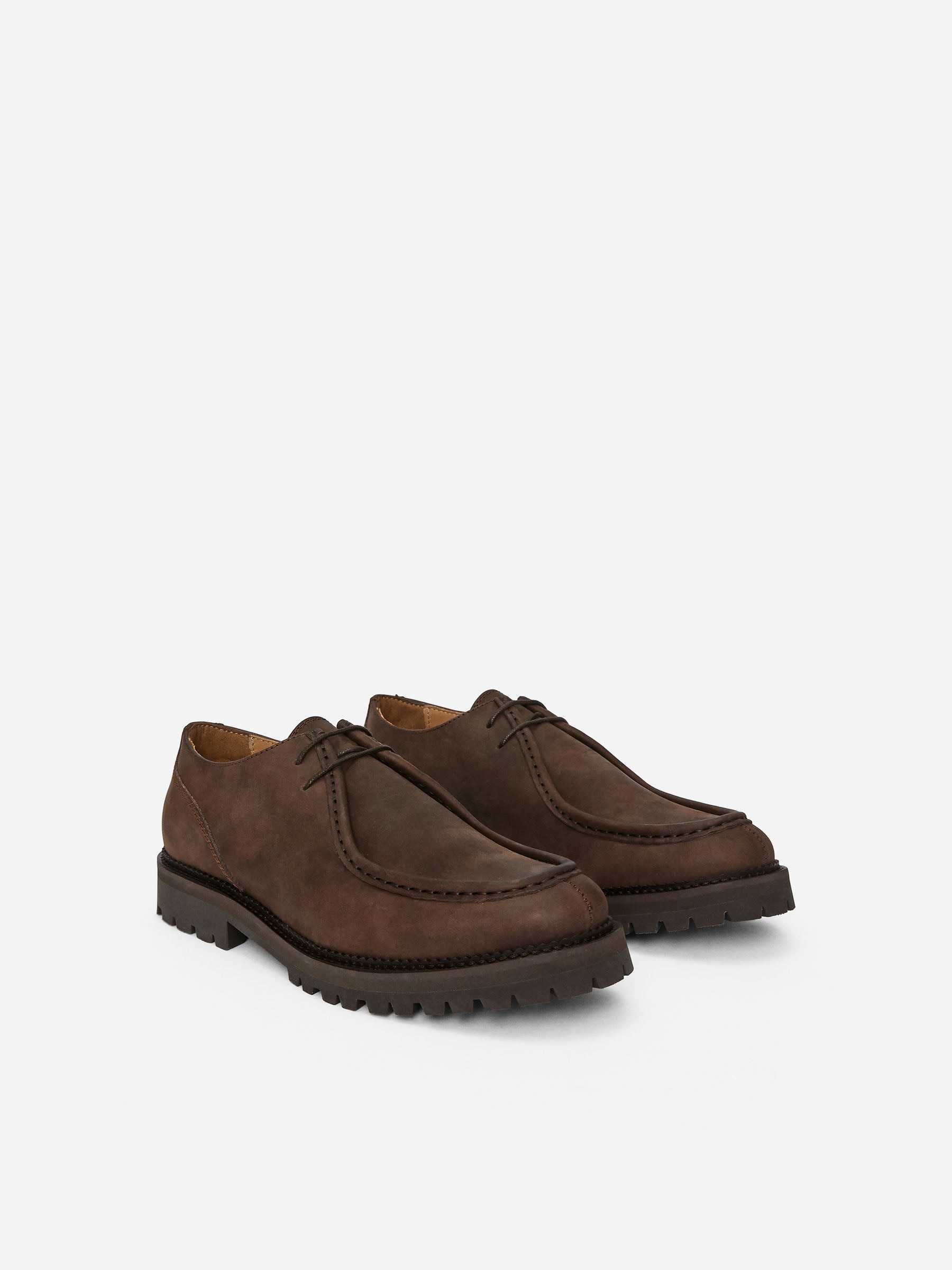 Moc-Toe Leather Shoes-Brown-16701