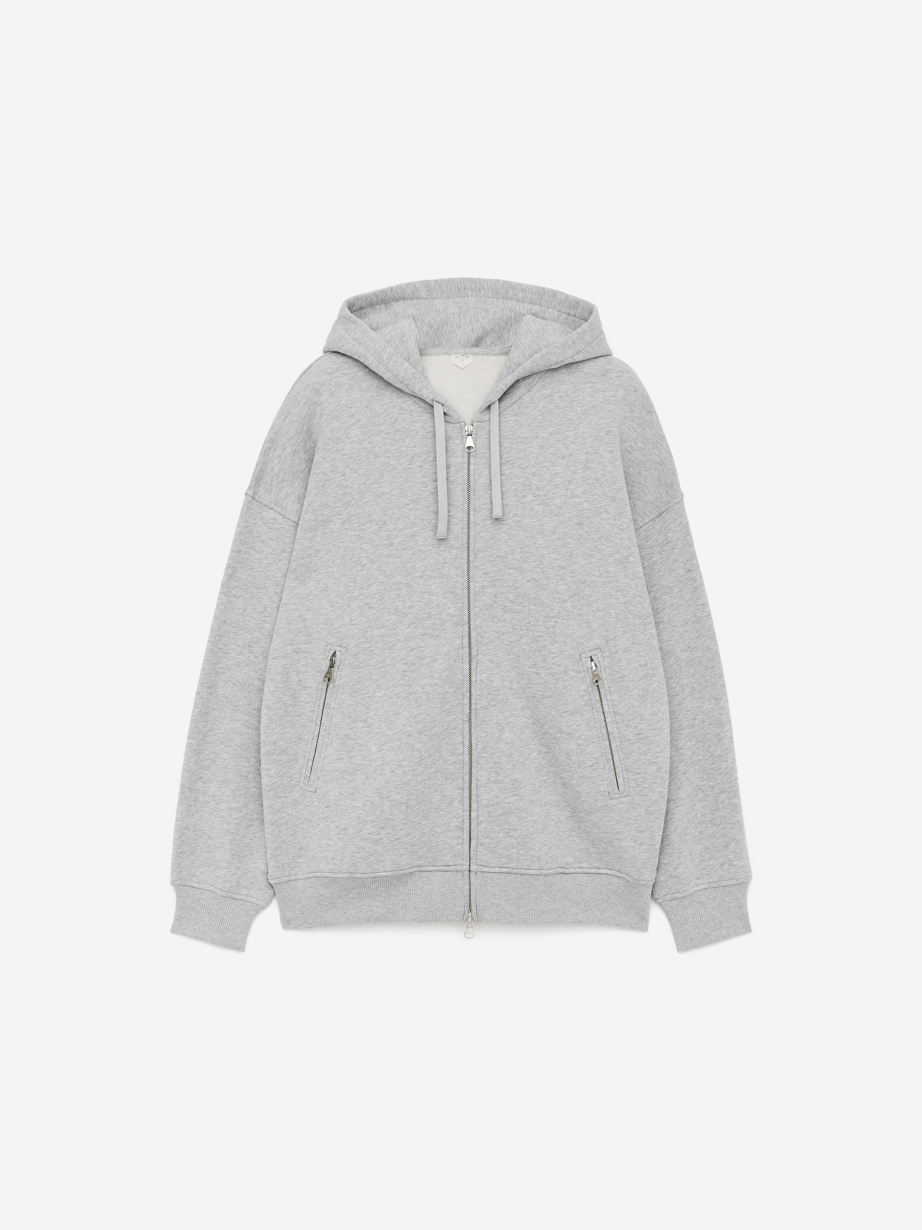 Huvtröja med dragkedja - Gråmelerad - Loose fit - Women - StillMedia/DescriptiveStillLife - 2