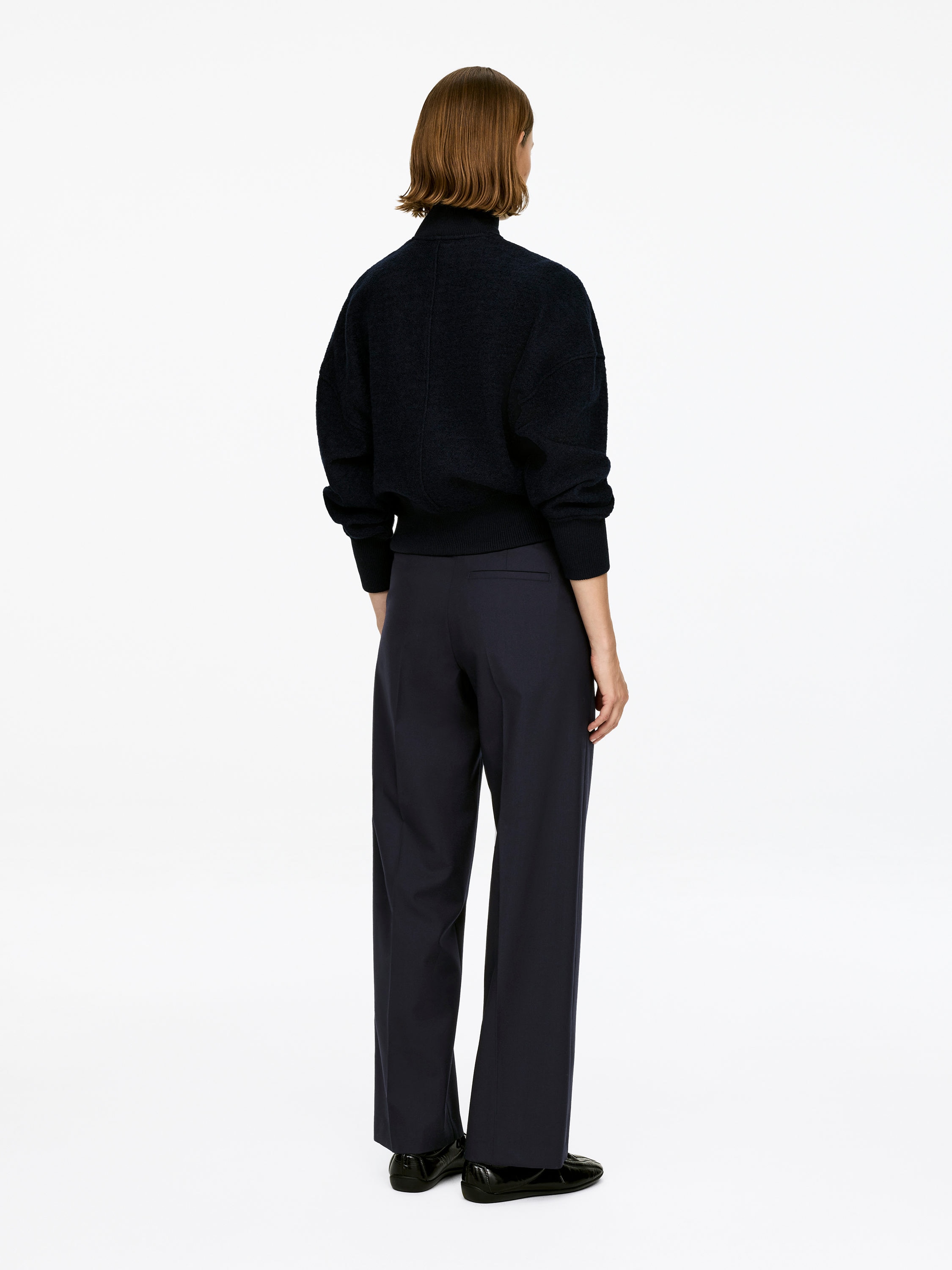 Hopsack Wool Trousers - Dark Blue - Relaxed fit - Women - StillMedia/Lookbook - 4
