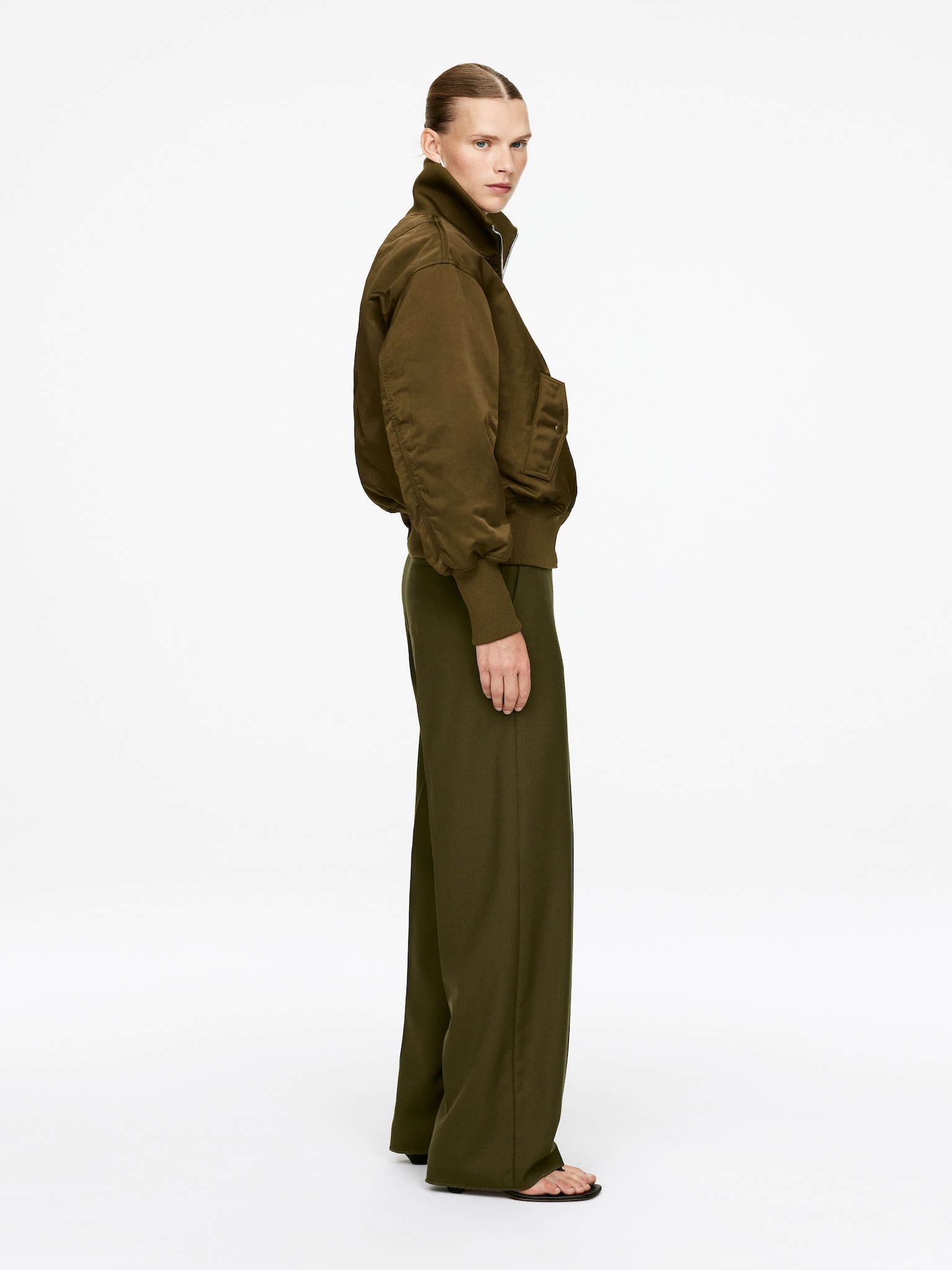 Hopsack Wool Trousers - Dark Green - 4