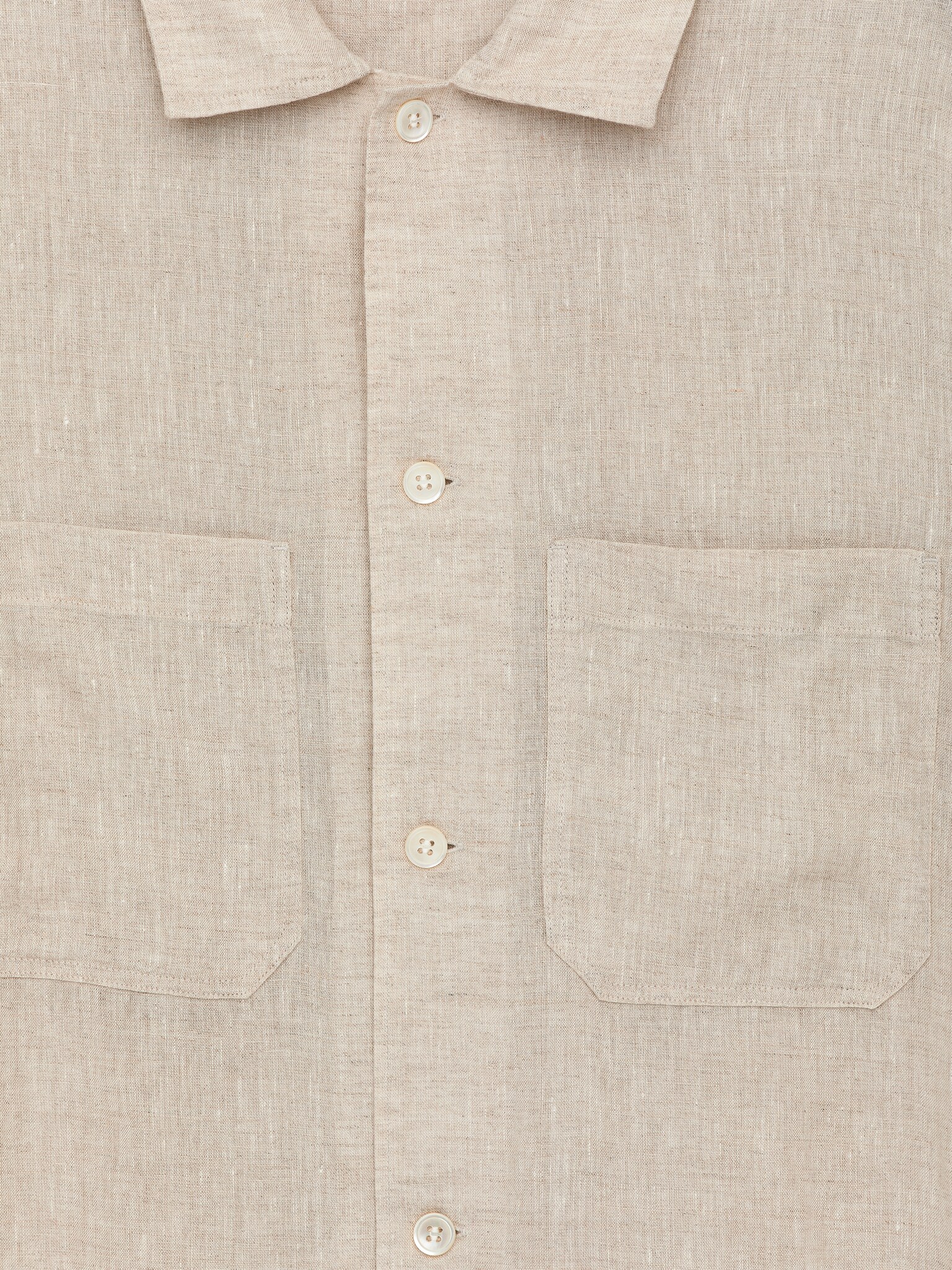 Camisa de lino holgada - Beige/Negro/Azul - 3