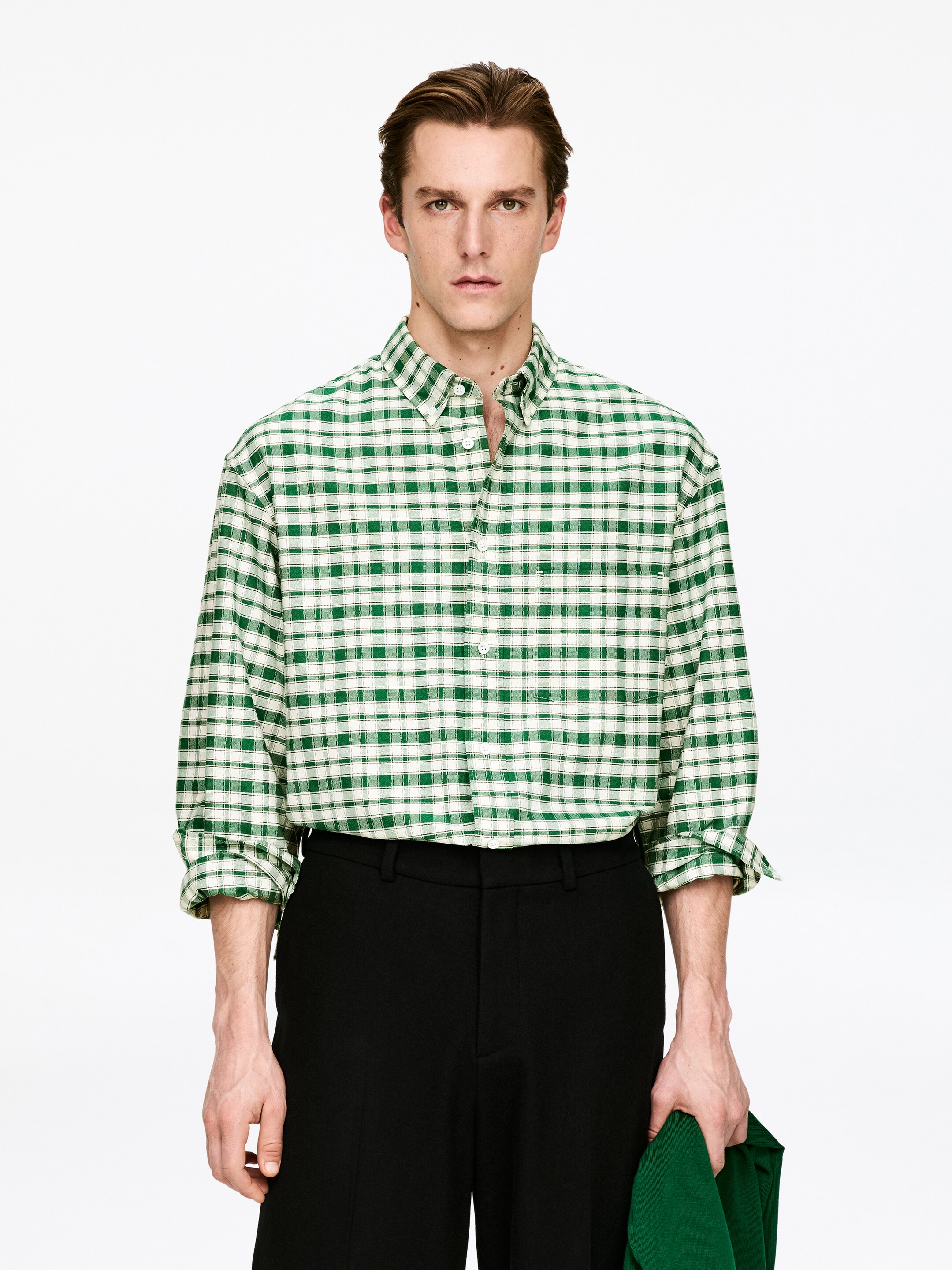 Größeres Bild ansehen: Oxford-Hemd in Oversized-Passform - Grün/Karos - Men | H&M DE 1