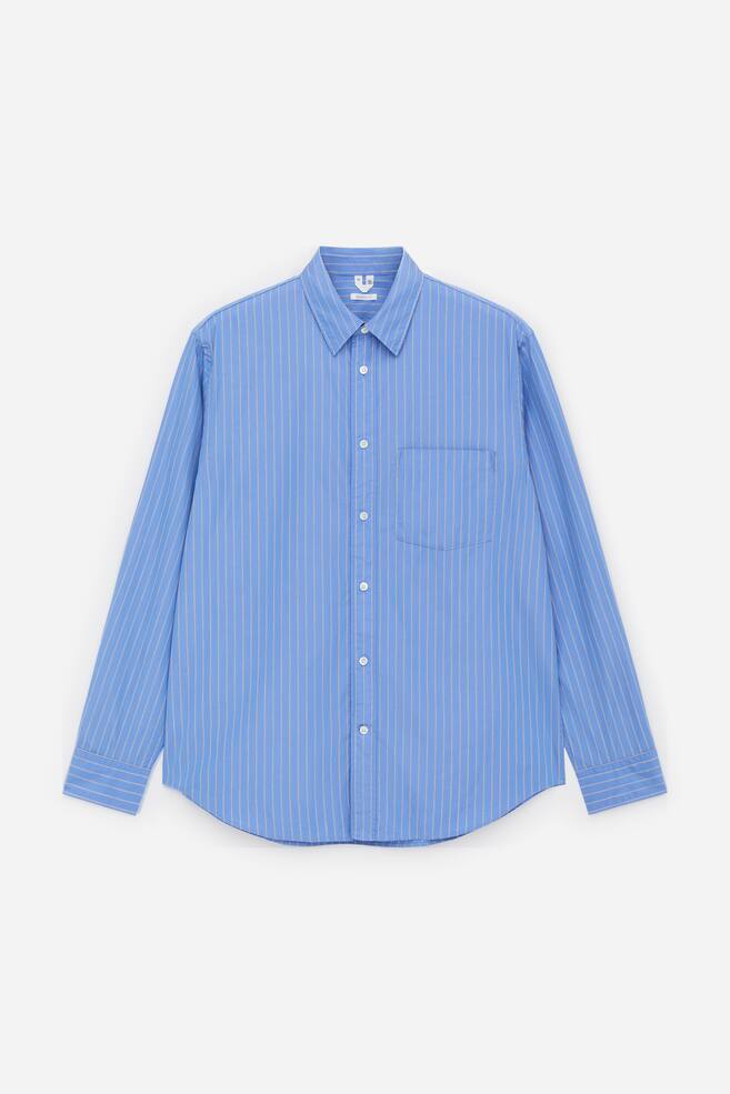 Relaxed Poplin Shirt - Blue/Striped/White/Blue - 1