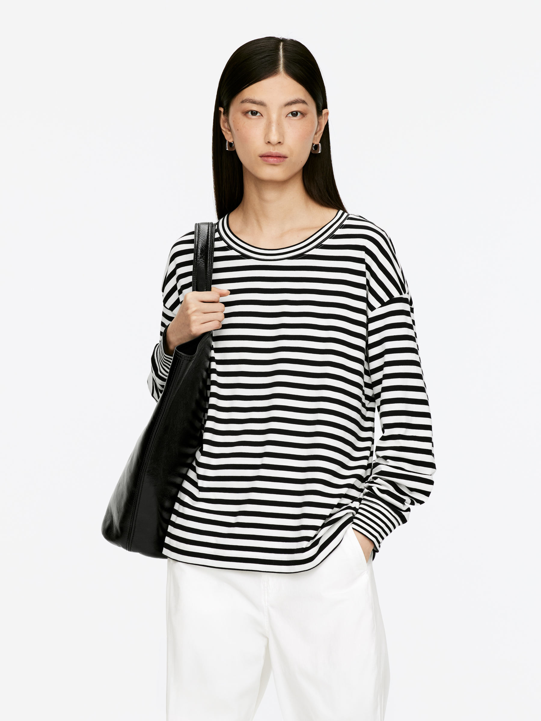 Long-Sleeved T-Shirt - White/Black - Regular fit - Women - StillMedia/Lookbook - 4