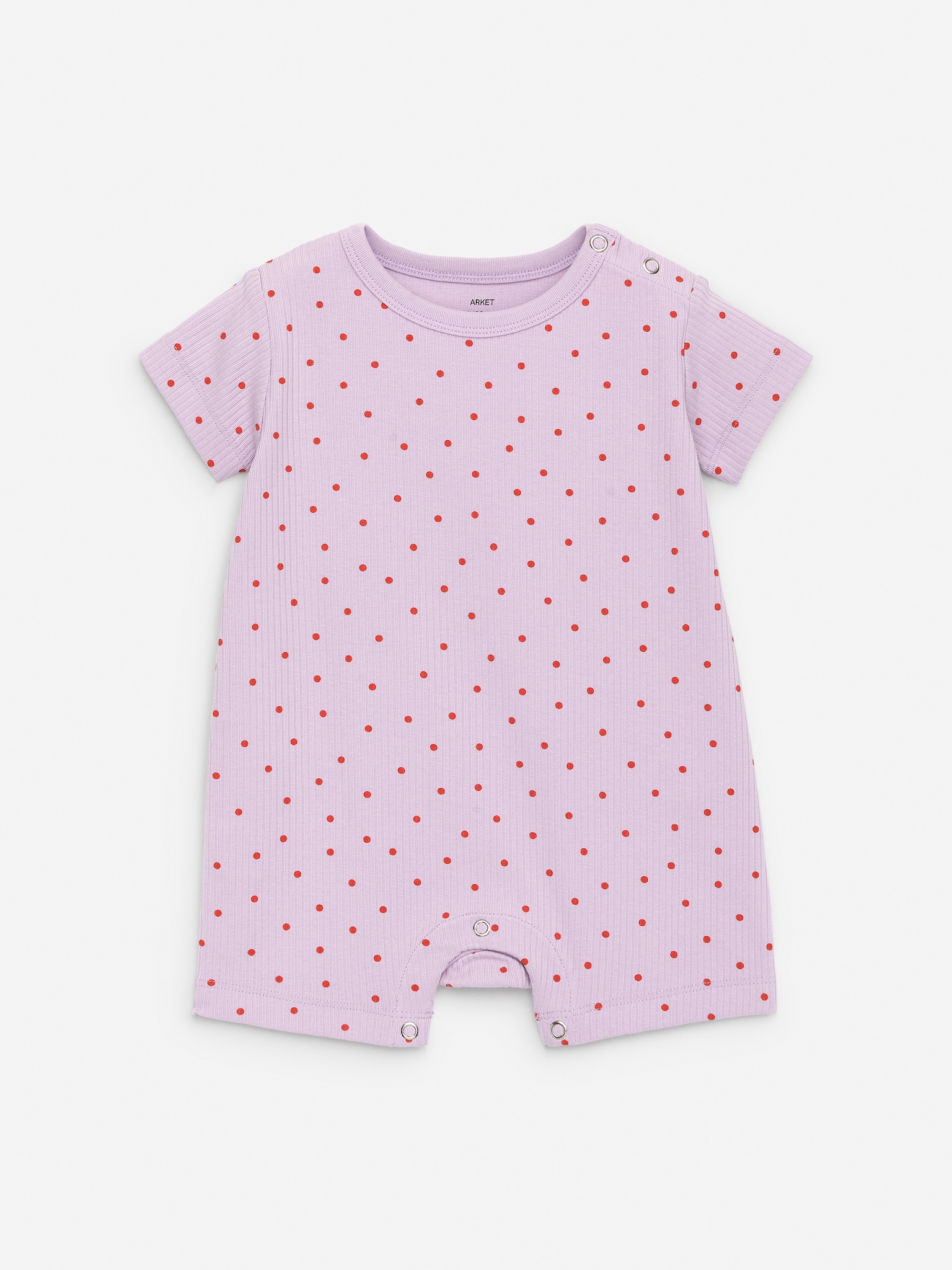 Barboteuse courte en jersey - Mauve/Pois rouges/Rouge/Écru - 1