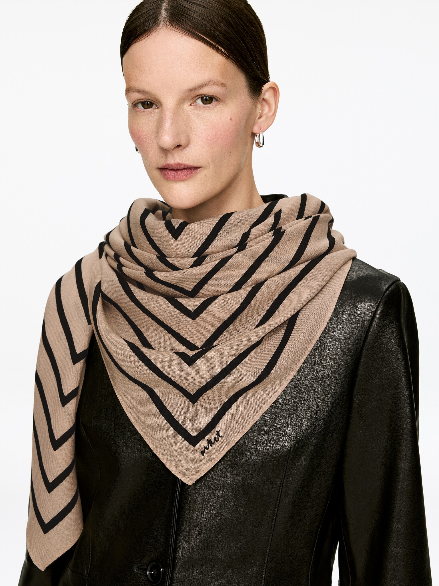 Bedrukte sjaal - Beige/zwart