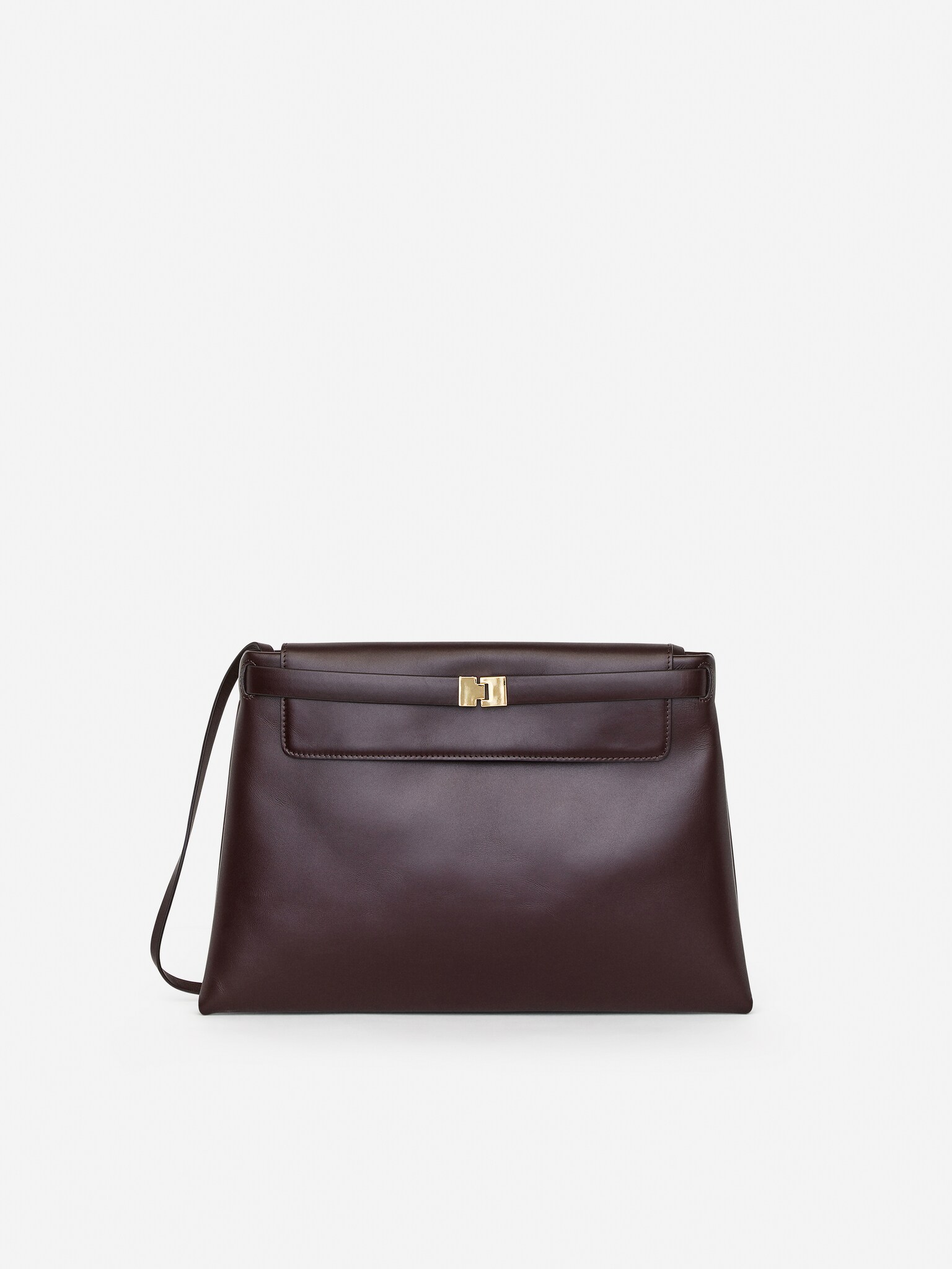 Schultertasche aus Leder - Dunkelrot
