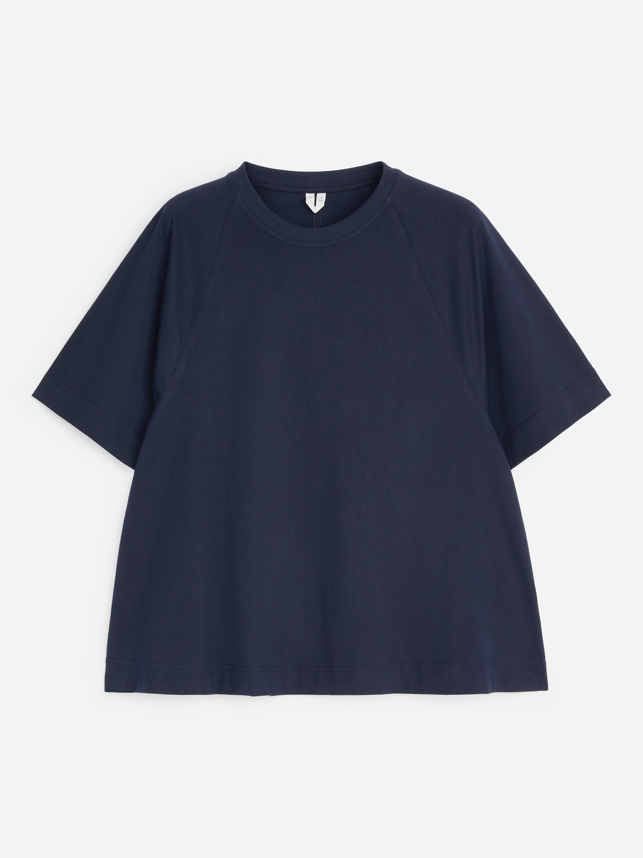 Baumwoll-T-Shirt in A-Linie - Marine/Weiß