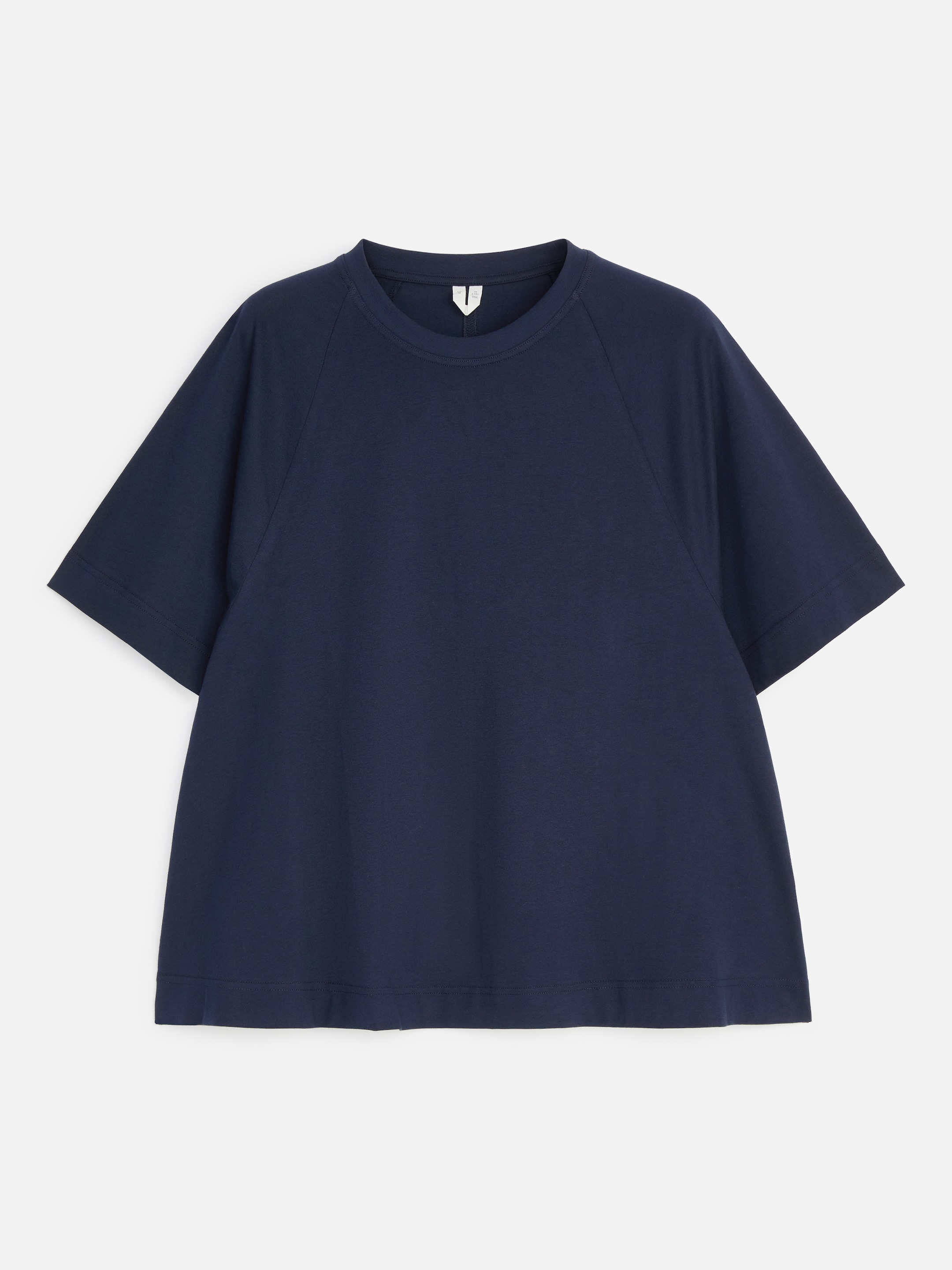 A-Line Cotton T-Shirt-Blue-19278