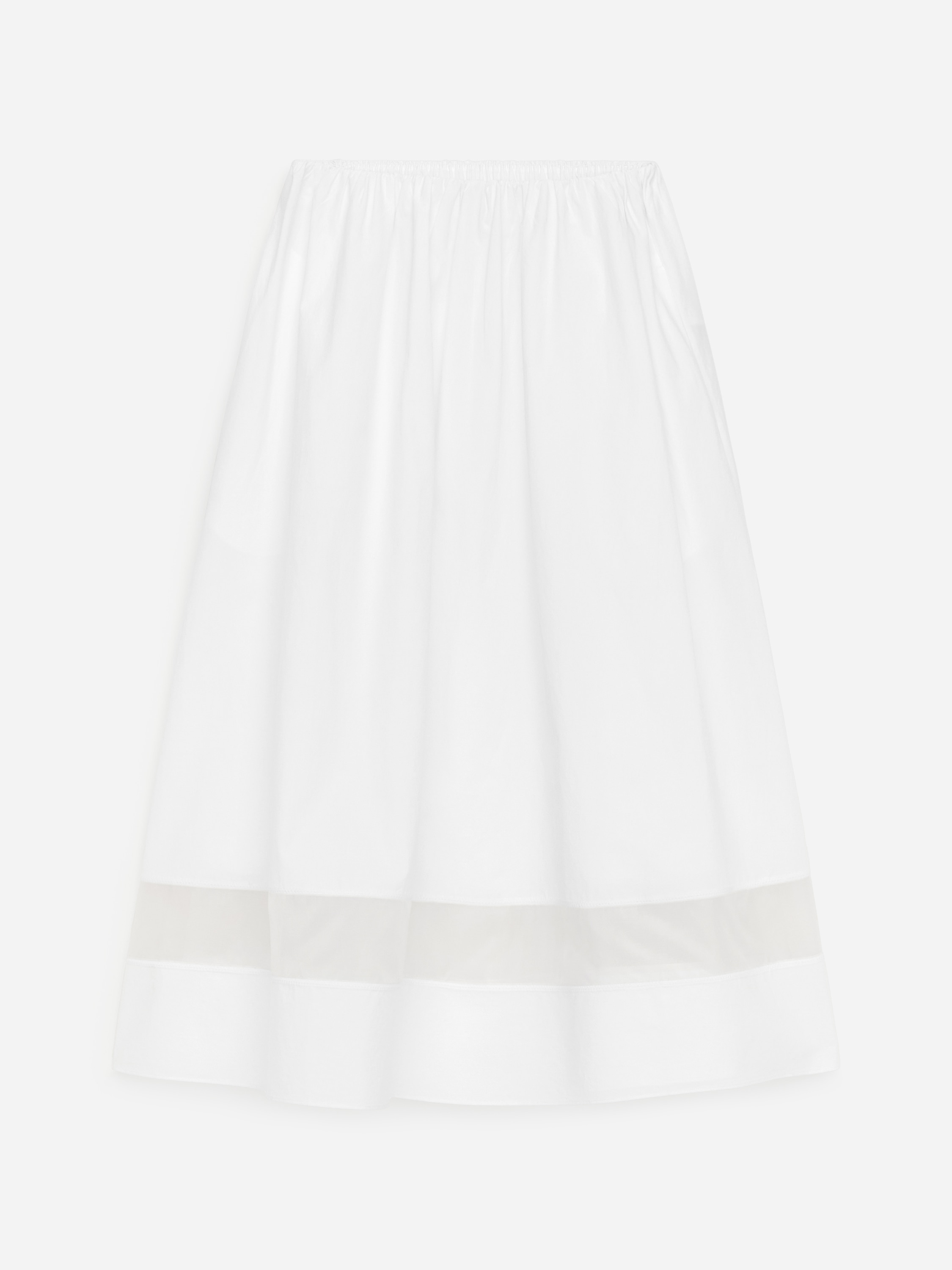 Saia midi com painel em organza - Branco