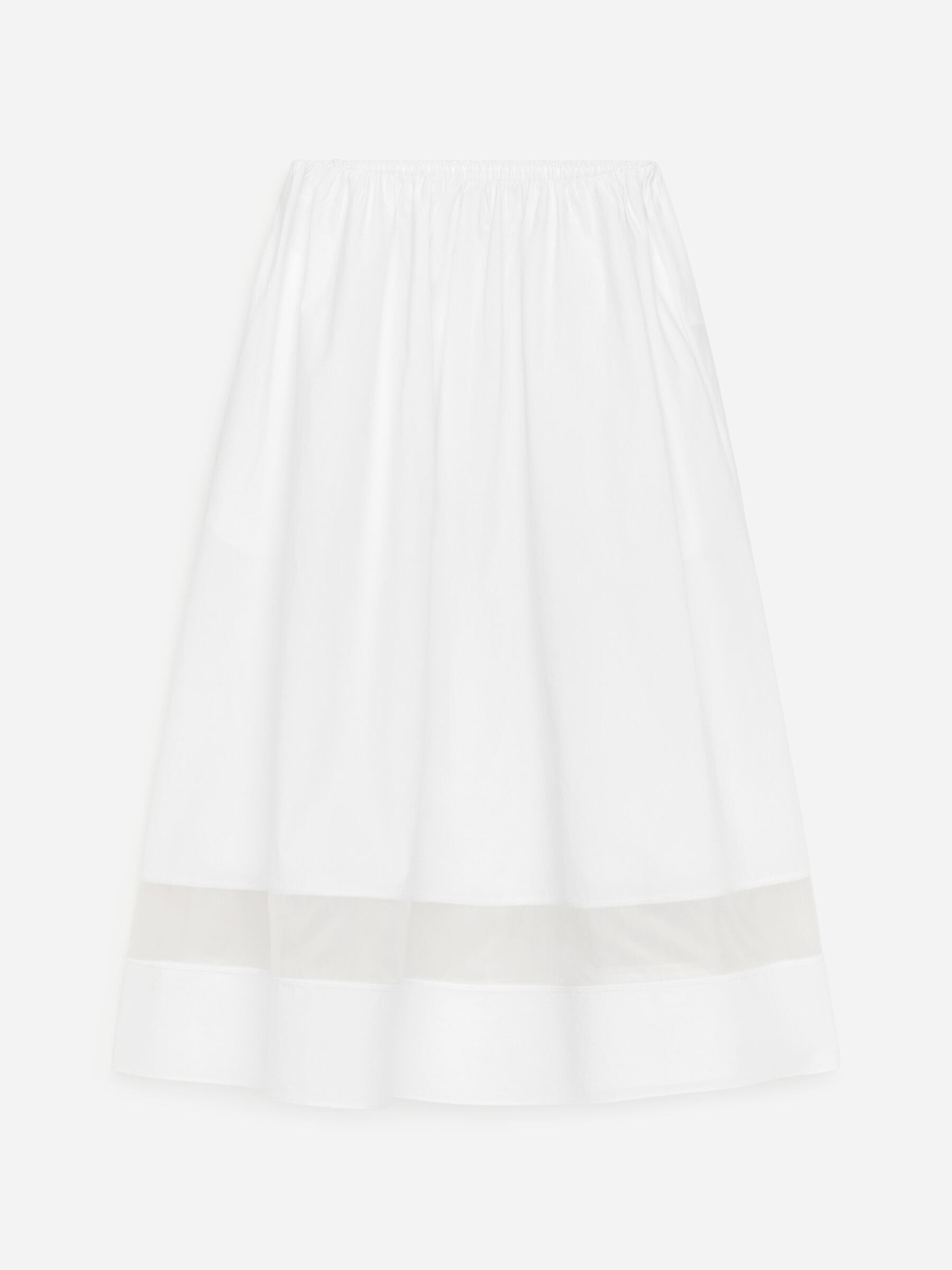 Organza Panel Midi Skirt-#FFFFFF-19006
