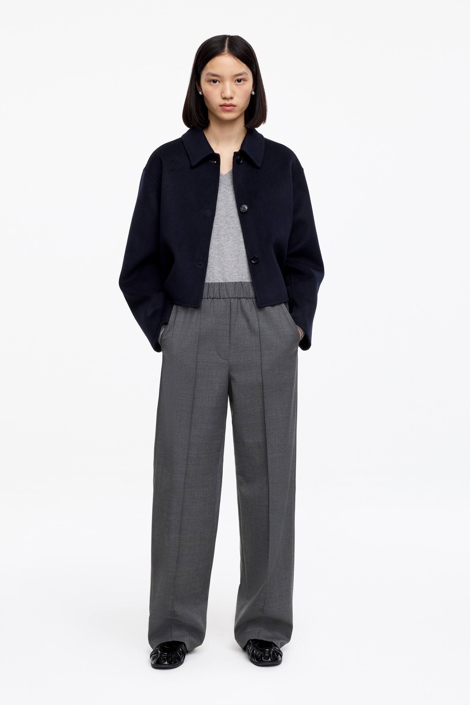 Elegante broek met elastische taille - Donkergrijs/Zwart/Donkergroen - 7