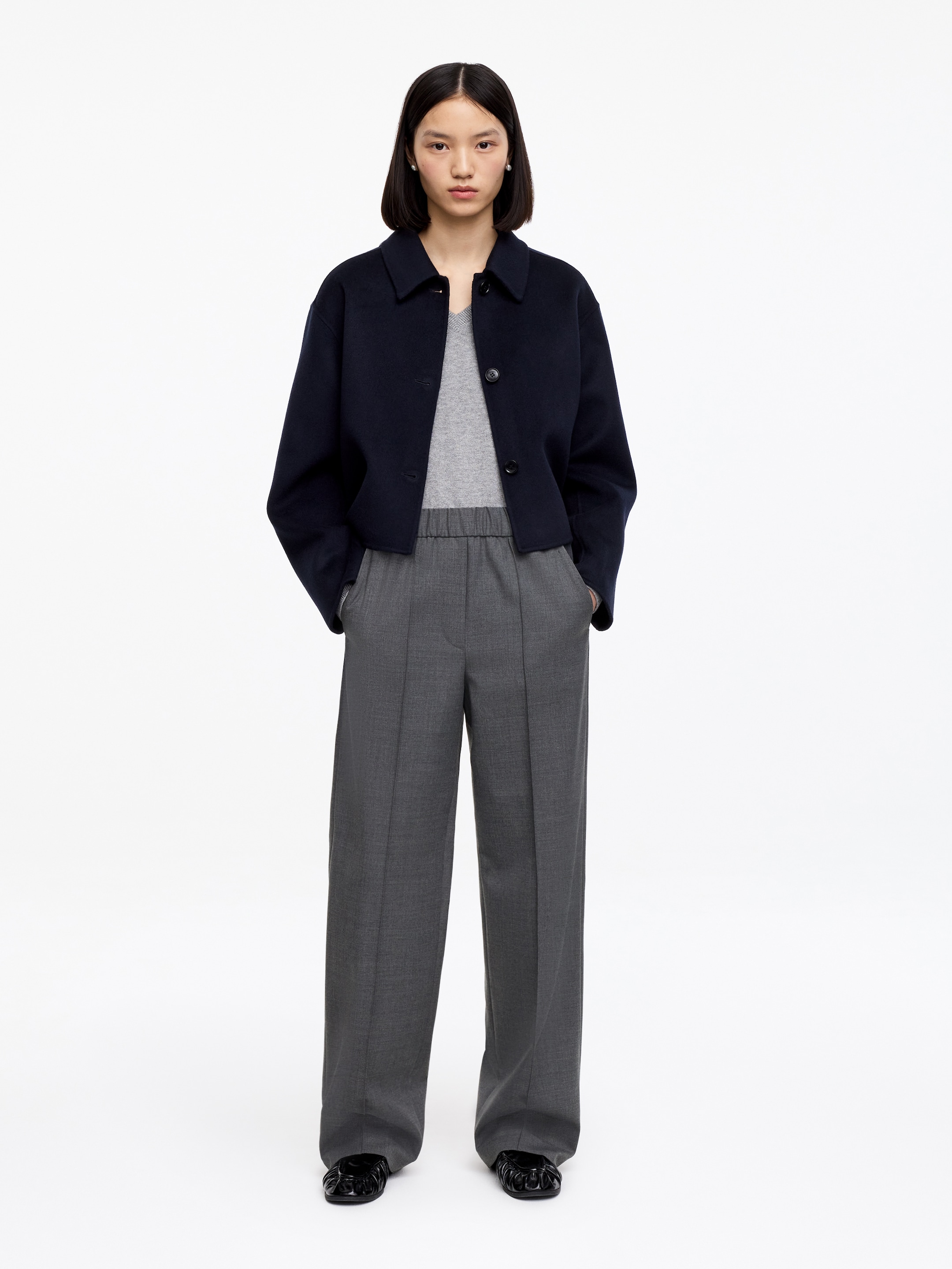 Elastic Waist Tailored Trousers - Dark Grey - Relaxed fit - Women - StillMedia/Lookbook - 10