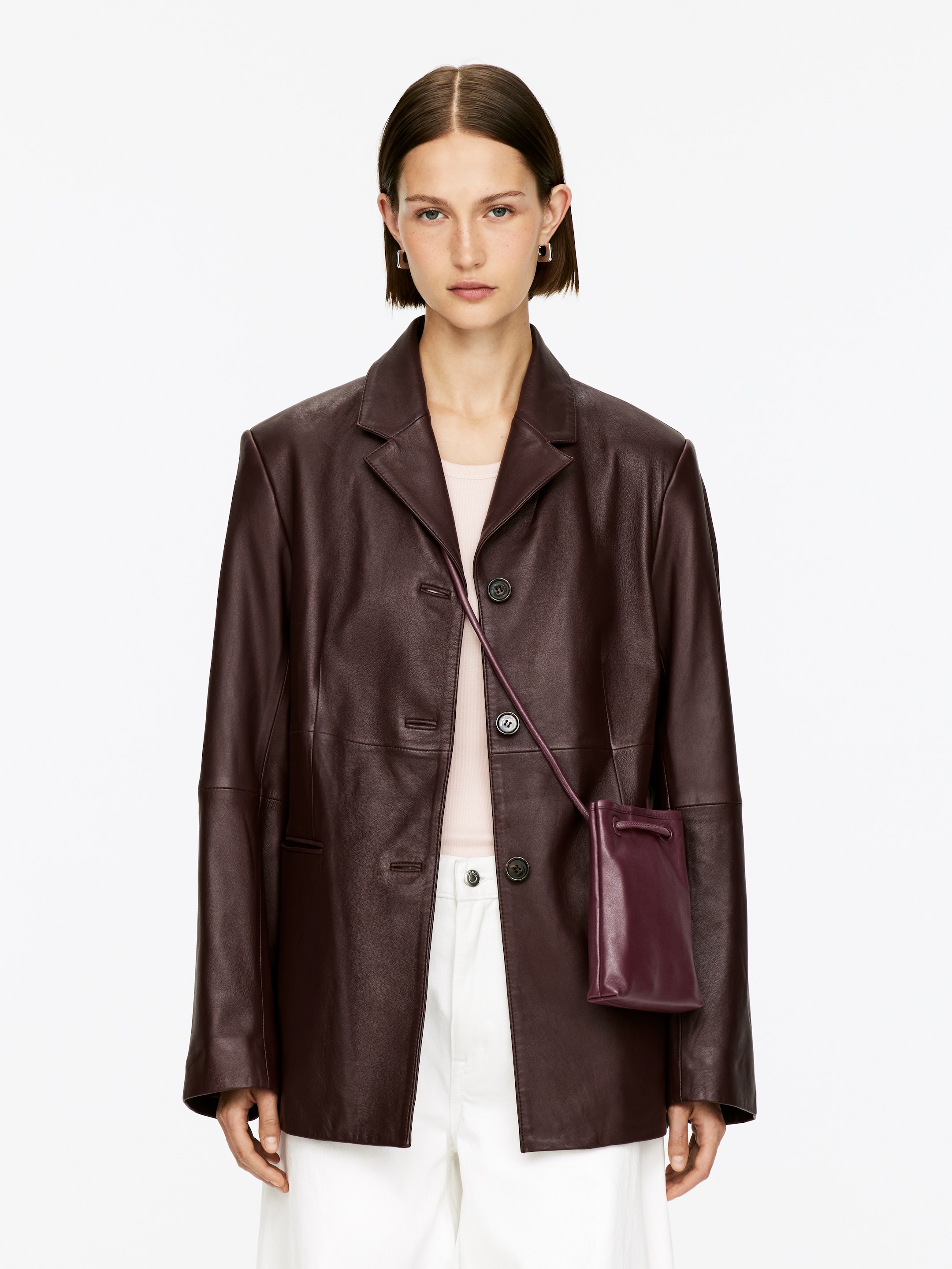 View larger image: Leather Crossbody Bag - Burgundy - Ladies | H&M GB 2