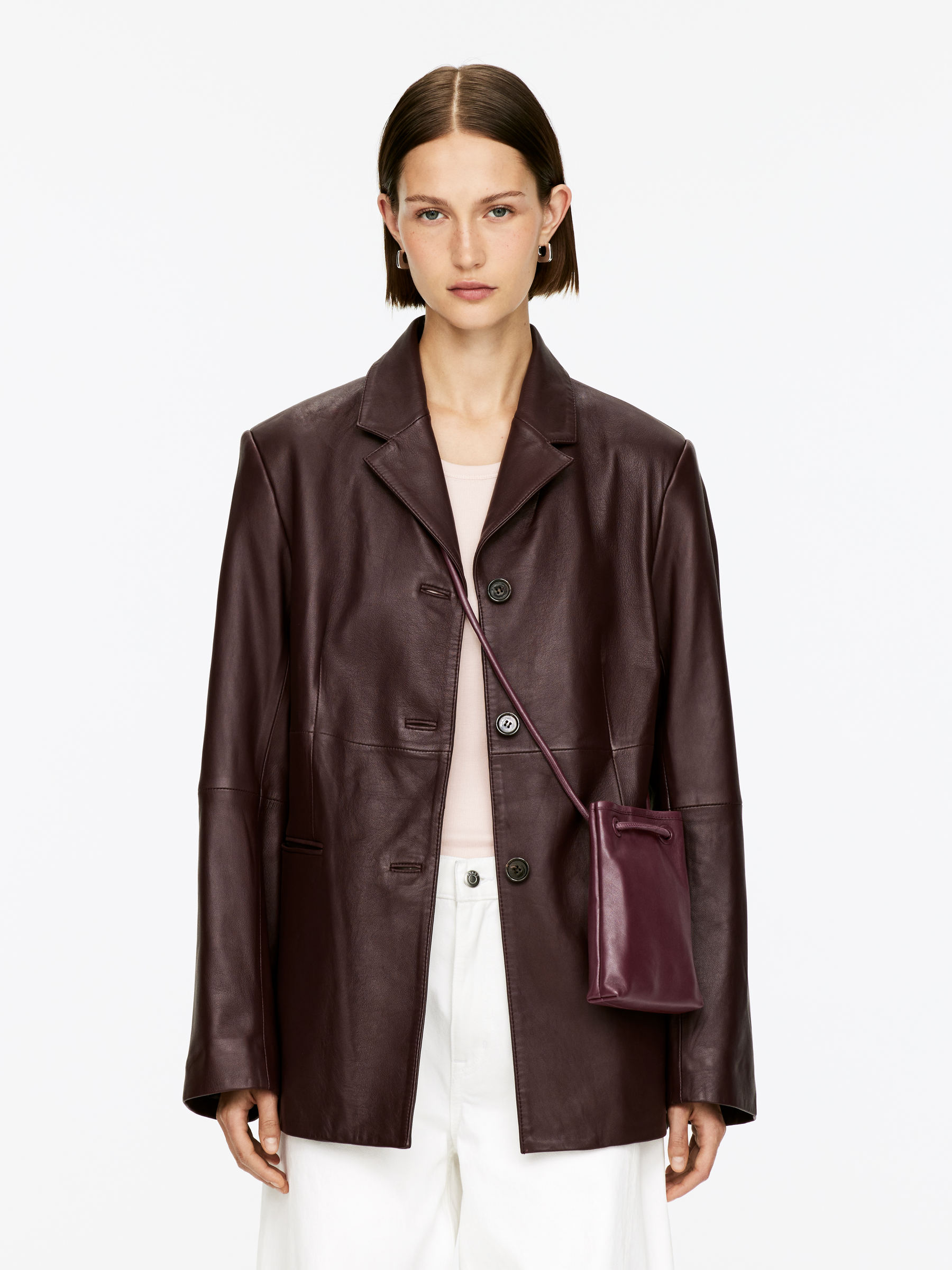 Leather Crossbody Bag - Burgundy - Women - StillMedia/Lookbook - 4