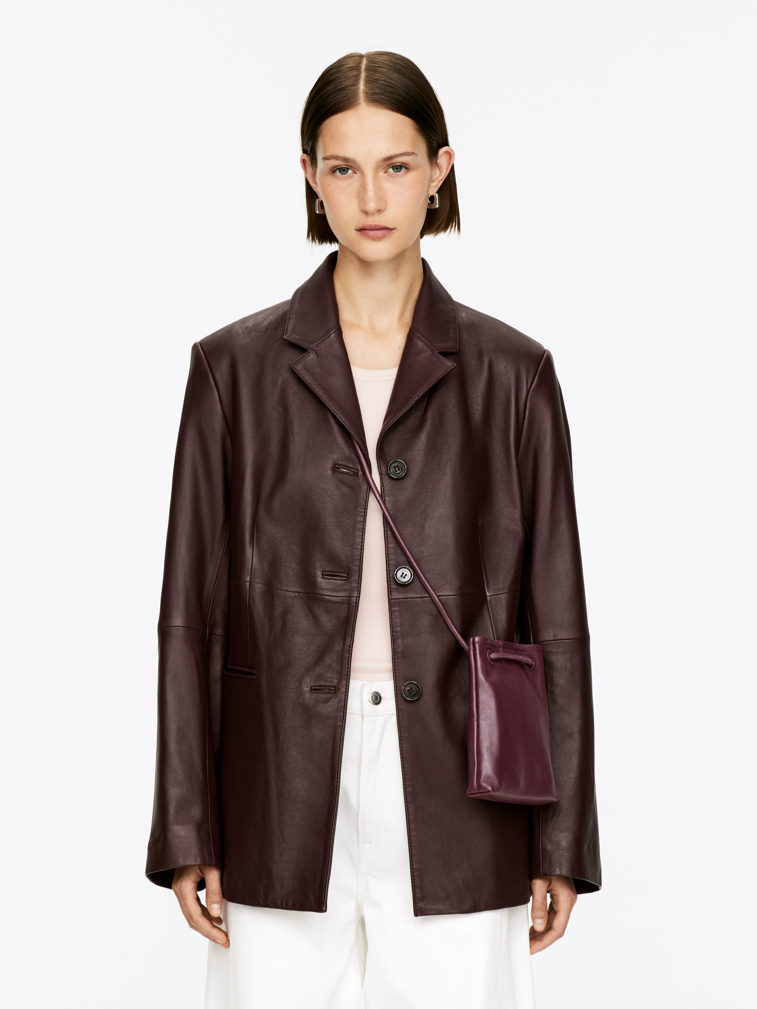 Leather Crossbody Bag - Burgundy - Women - StillMedia/Lookbook - 4