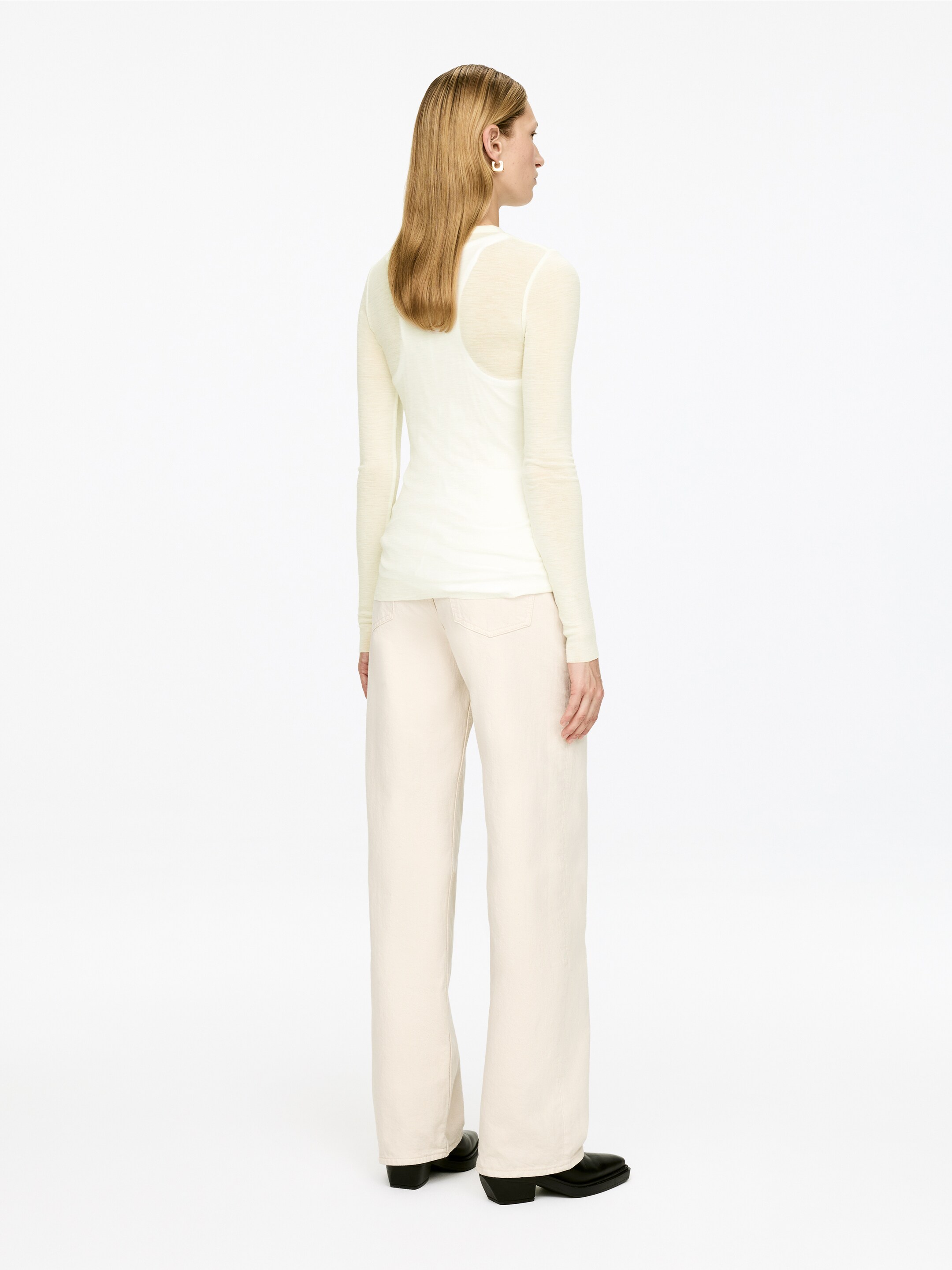 Visa större bild: Långärmad topp i merinoull - Beige - DAM | H&M SE 2