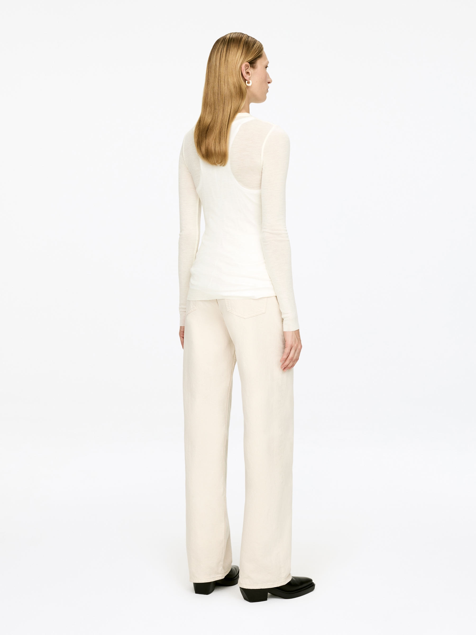 Long-Sleeved Merino Top - Beige - Slim fit - Women - StillMedia/Lookbook - 3