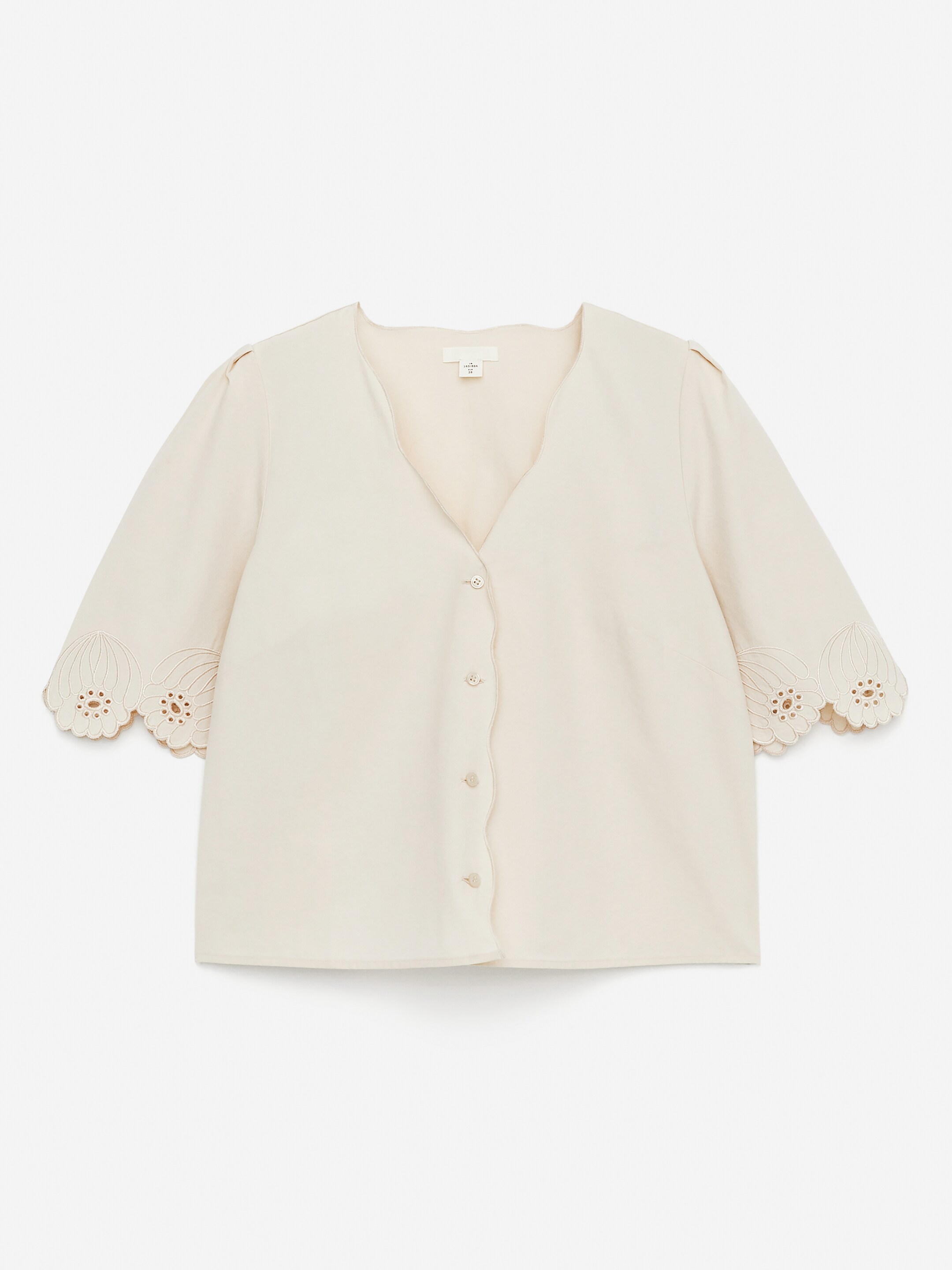 Embroidered Blouse-#DCD6C7-15693