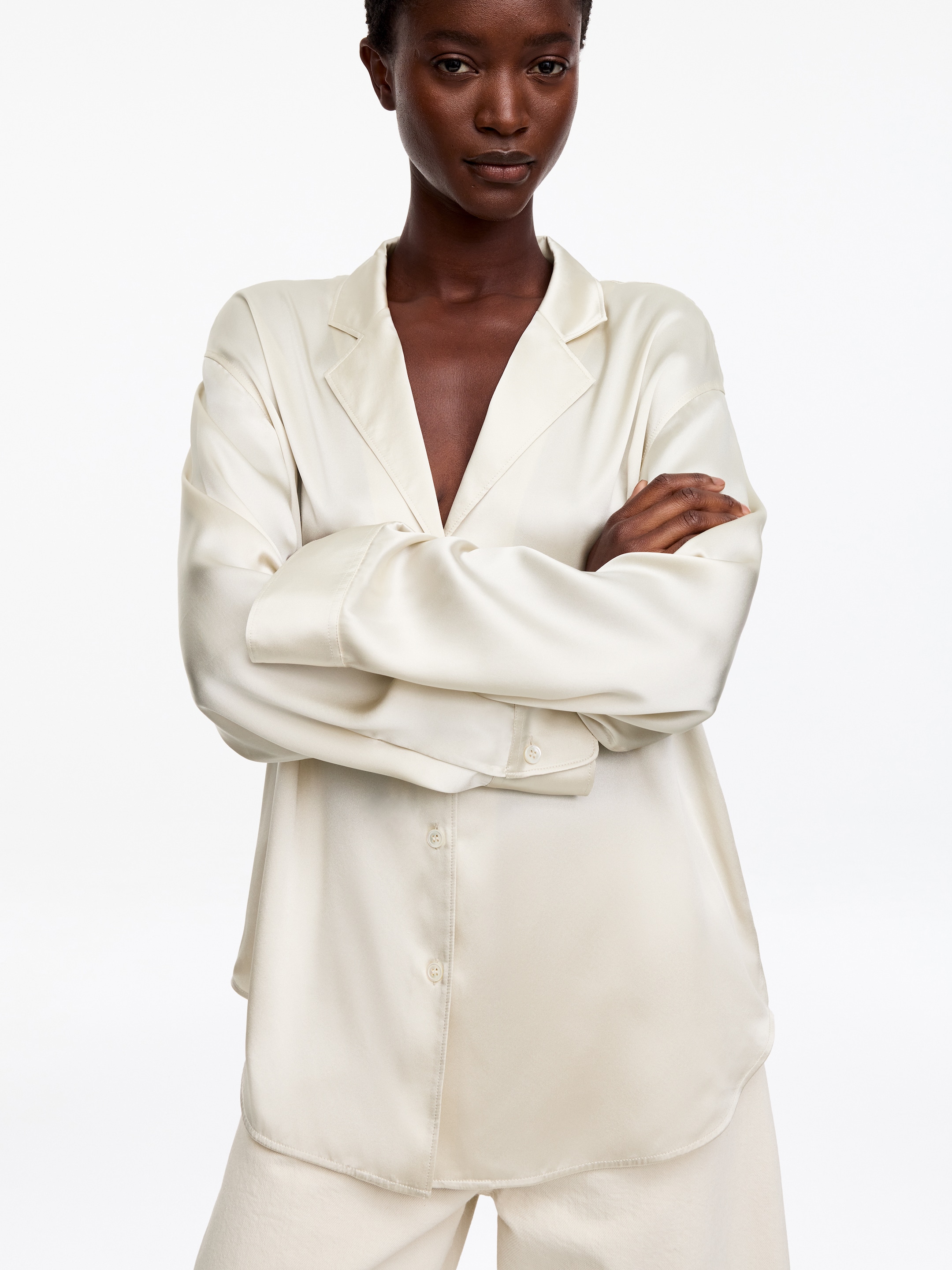 Camicia in raso di seta - Bianco sporco - Regular fit - women - StillMedia/Lookbook - 2