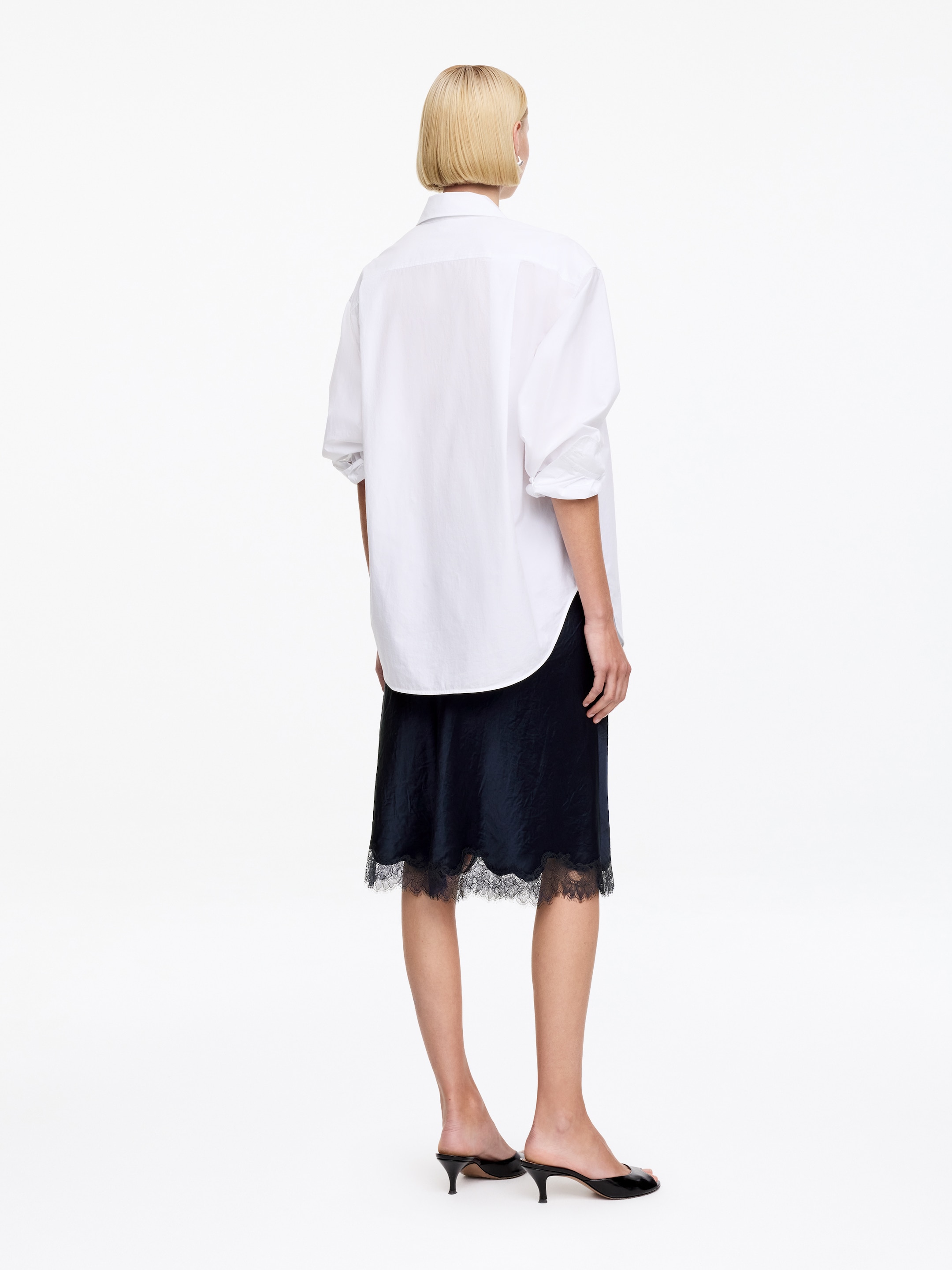 Gonna con dettagli in pizzo - Blu scuro - Regular fit - Women - StillMedia/Lookbook - 3