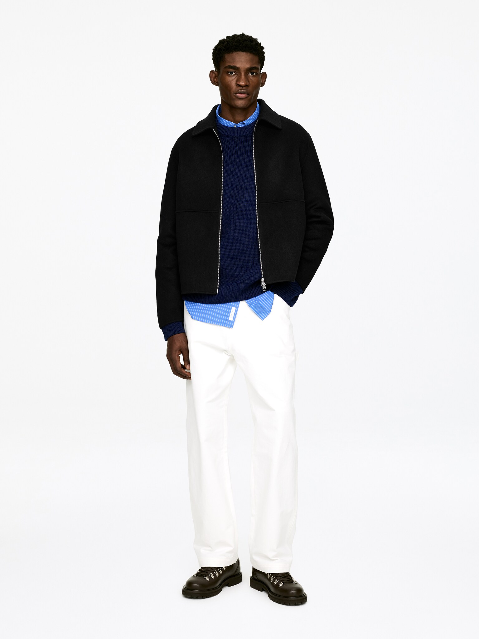 Doubleface-Jacke aus Wolle - Schwarz - 1