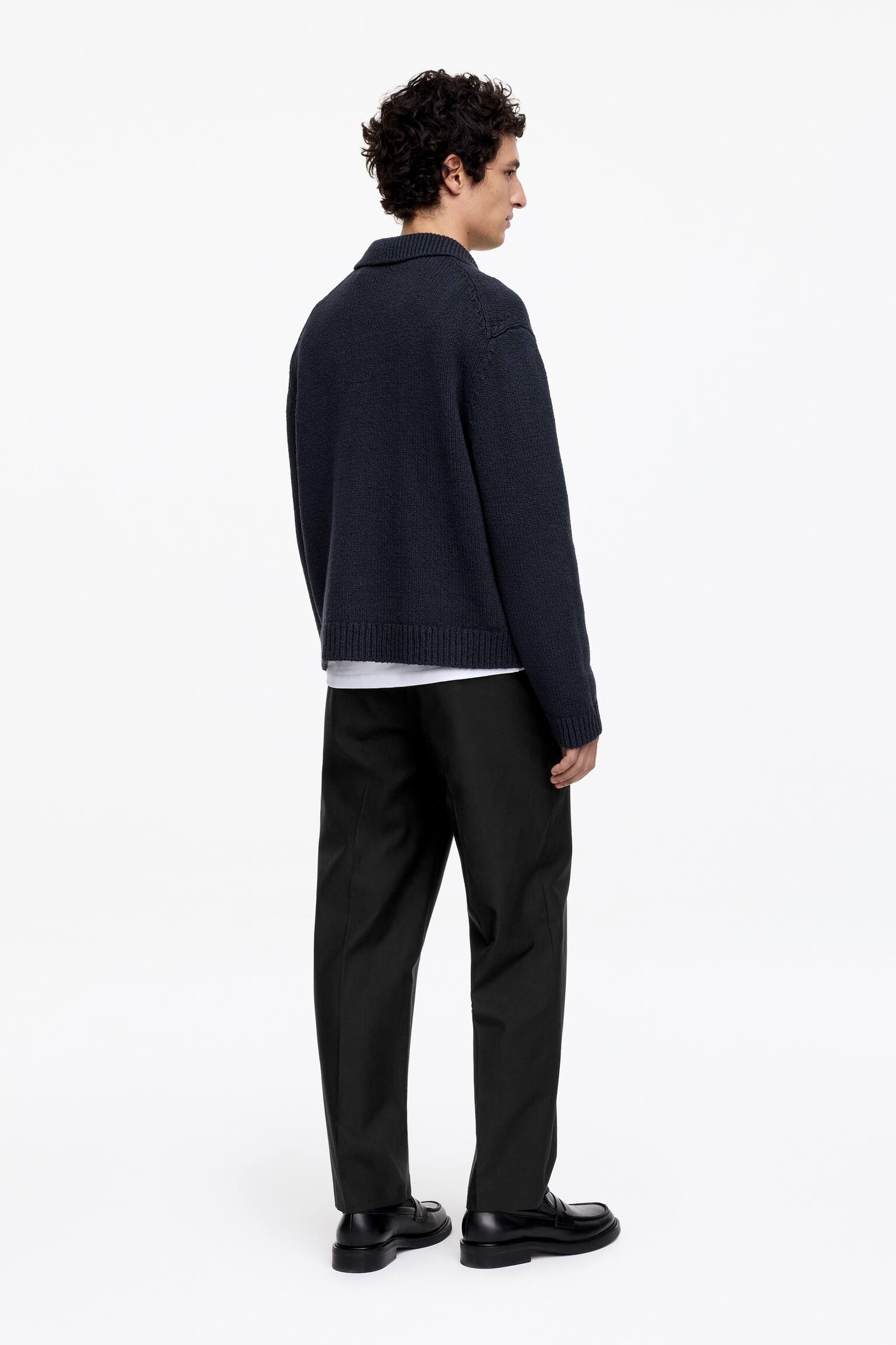 Pantalon en laine mélangée - Noir/Marron - 9