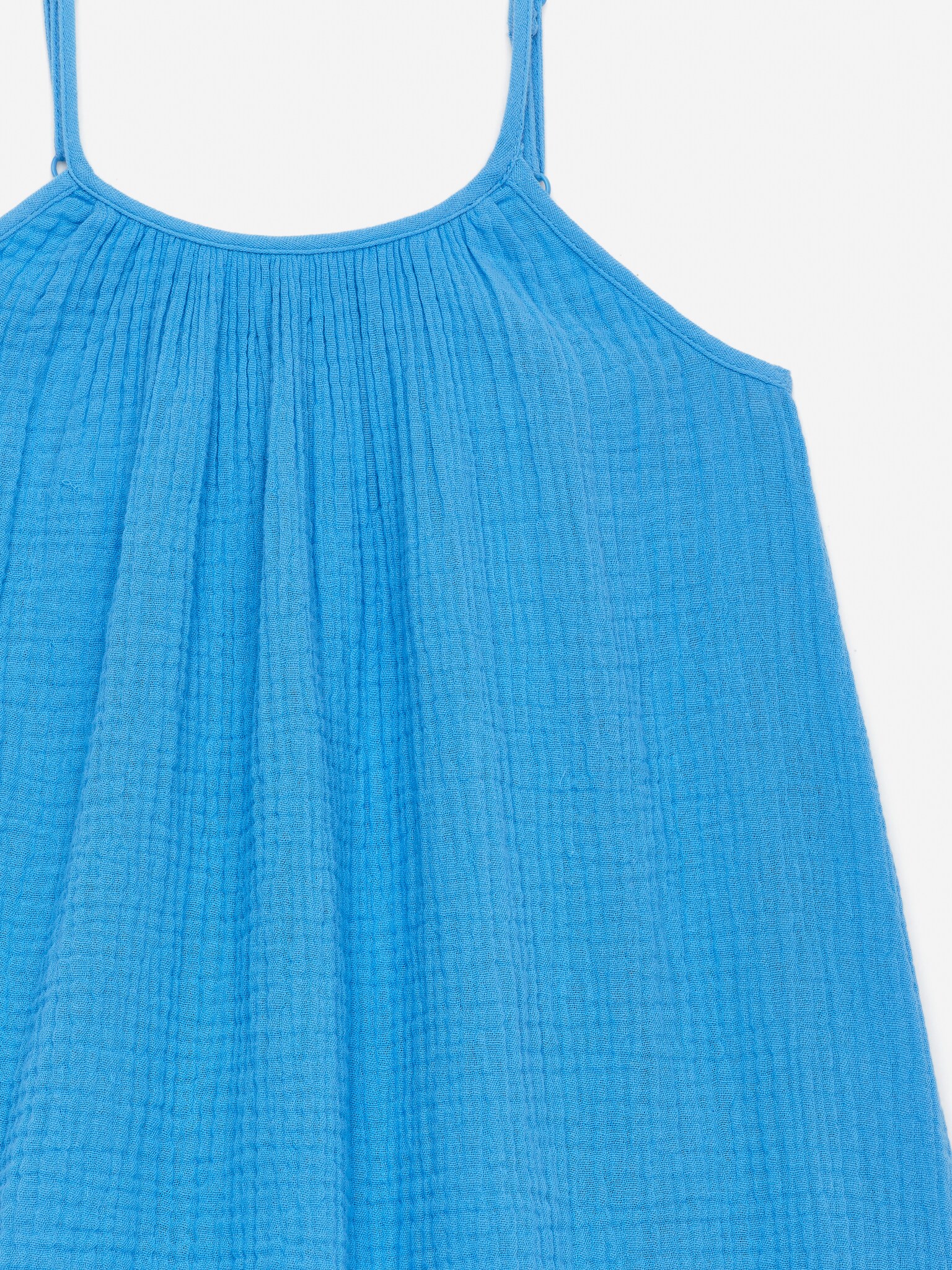 Trägerkleid aus Musselin - Blau/Rosa - 2