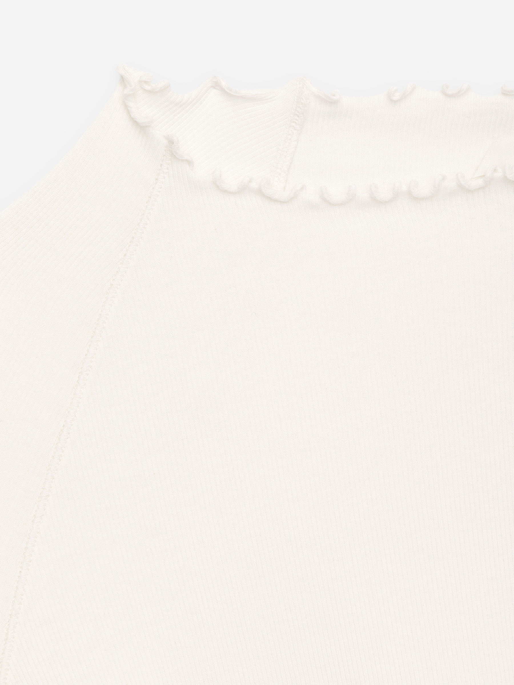 T-shirt à manches longues avec bordures roulottées - Blanc cassé - Slim fit - Femme - StillMedia/DescriptiveDetail - 1