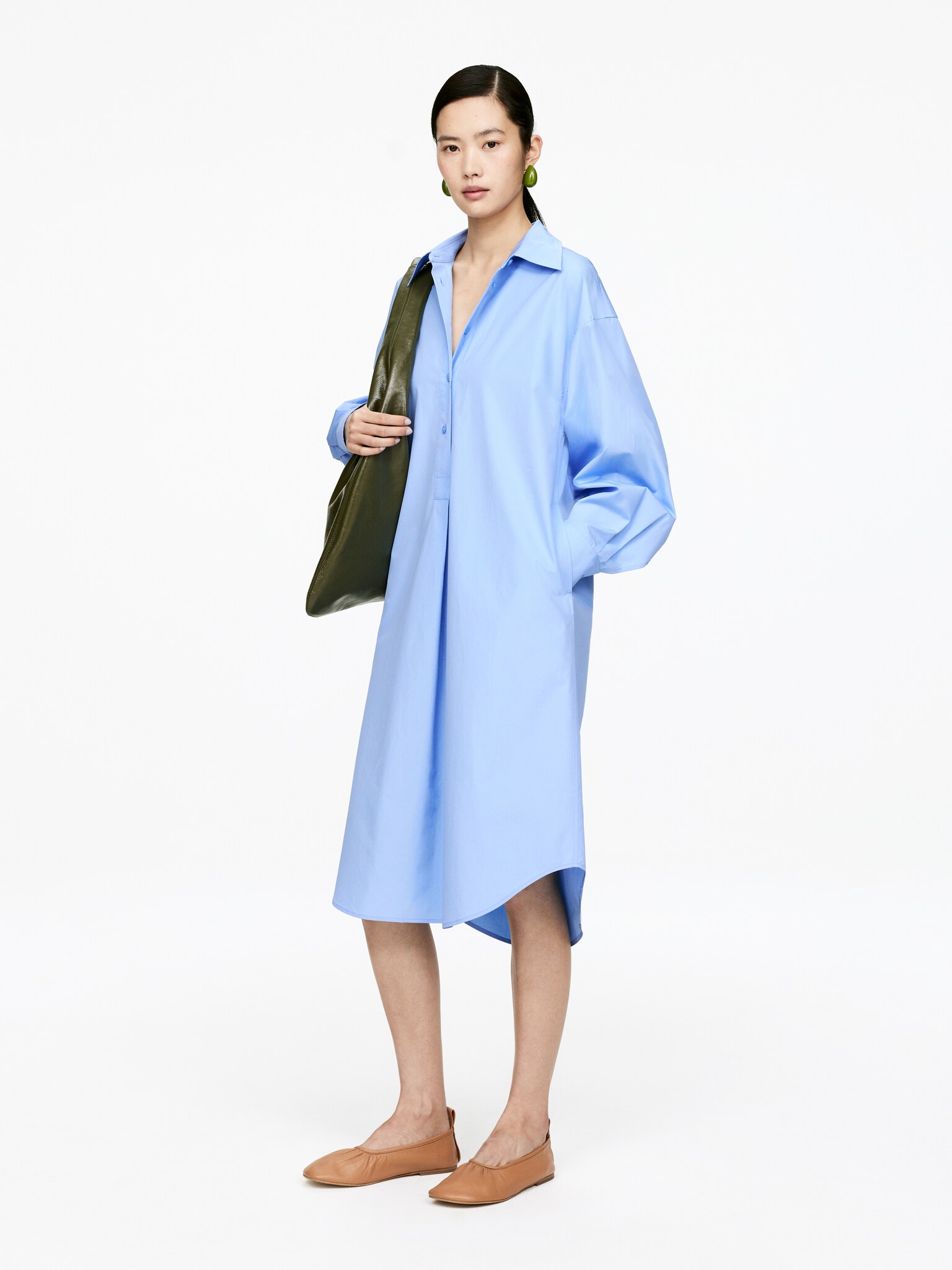 Robe chemise oversize - Bleu ciel/Rose poudré - 5
