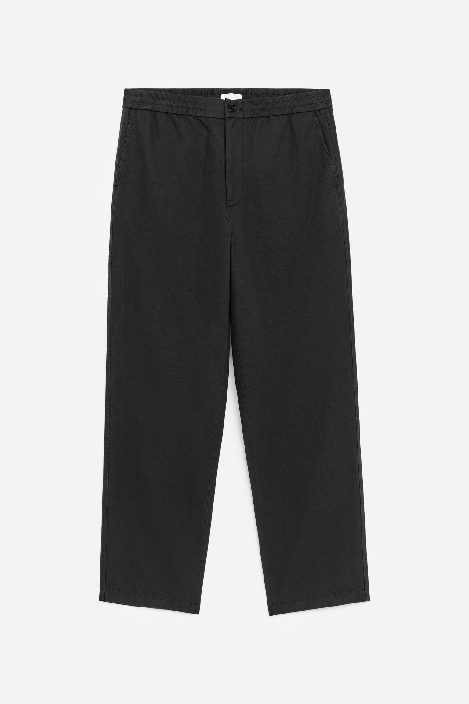 Pantaloni in misto lino-Nero - 2